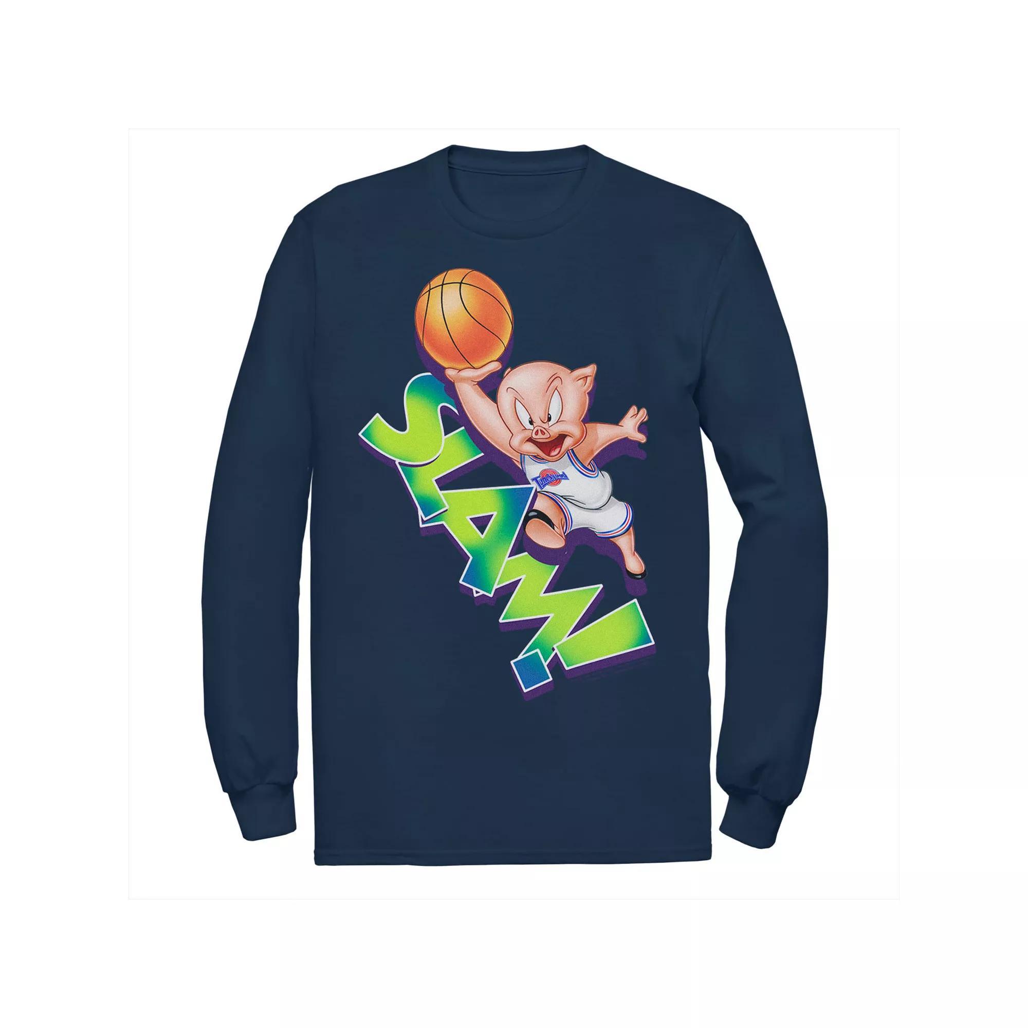 Men's Looney Tunes Space Jam Porky The Pig Slam Tee, Size: XXL, Blue Product Image