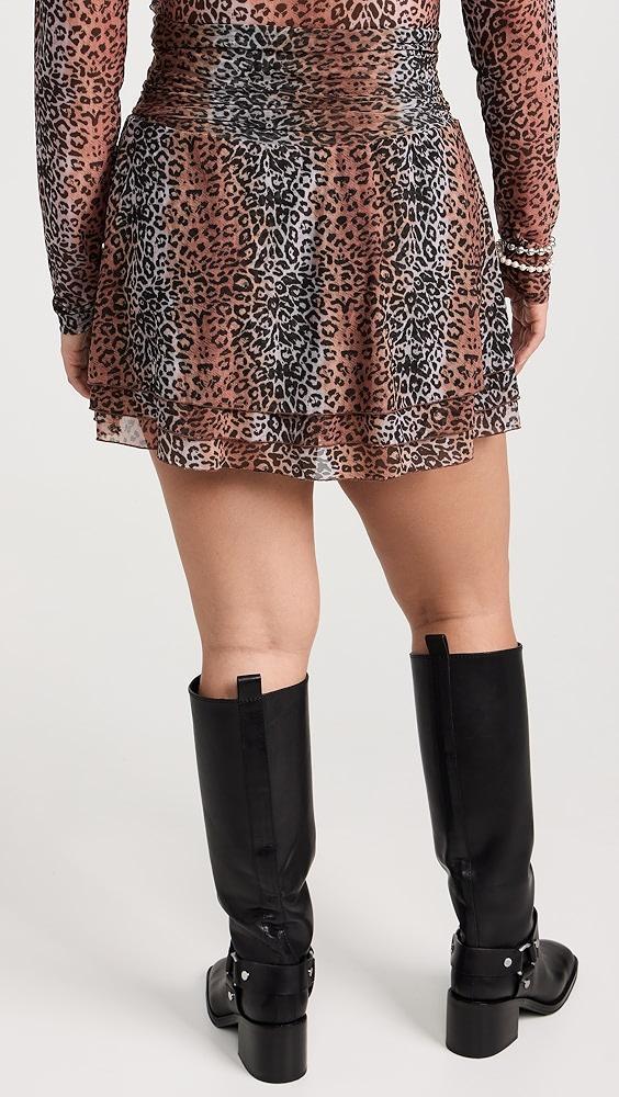 BruceGlen Linear Leopard Mesh Fold Over Skirt | Shopbop Product Image