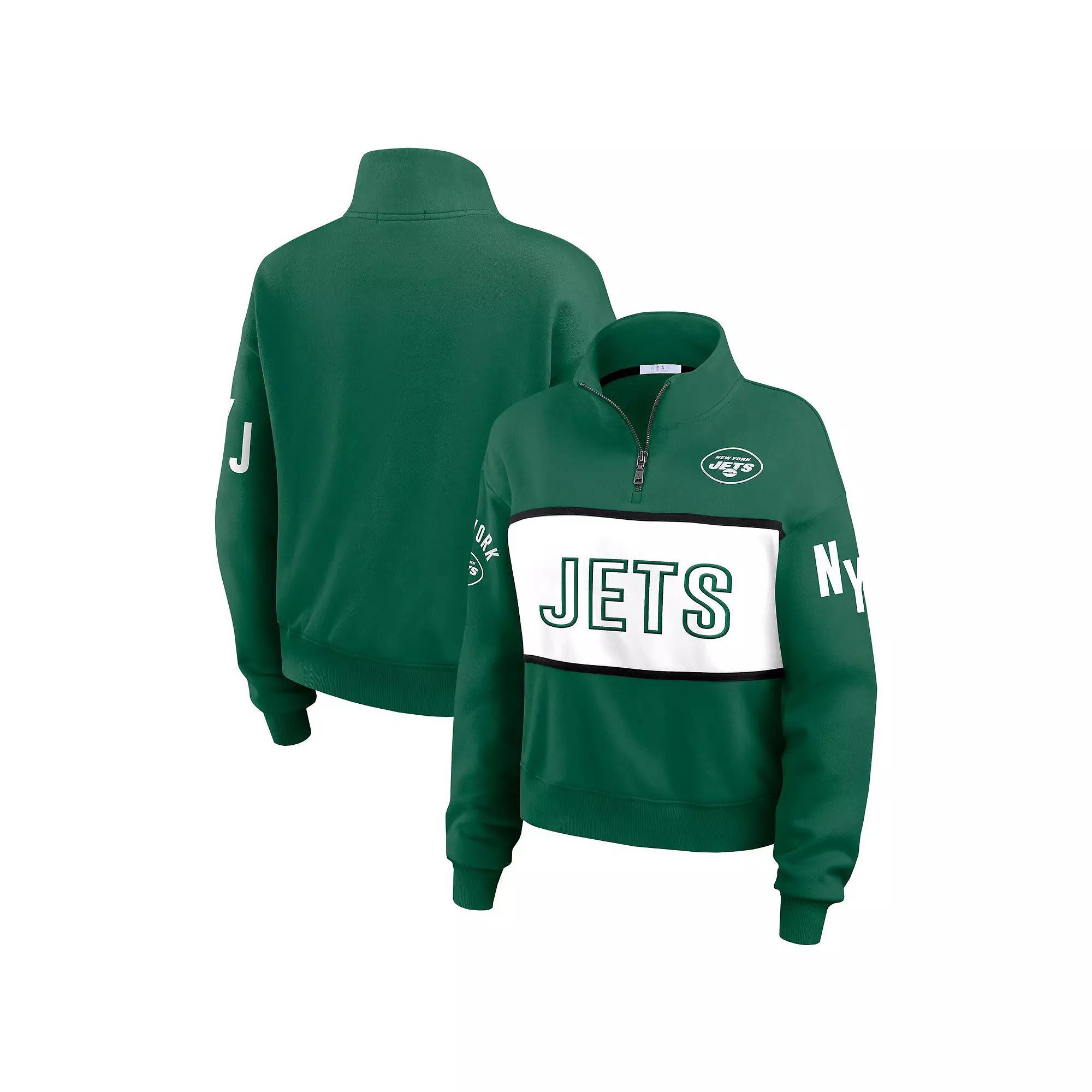 Women's WEAR by Erin Andrews Green New York Jets Quarter-Zip Jacket, Size: Large Product Image