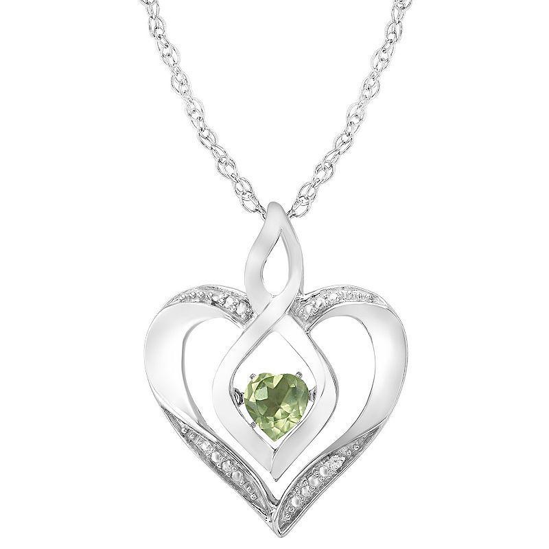 Sterling Silver Gemstone & Diamond Accent Heart Pendant Necklace, Women's, Size: 18", Red Product Image