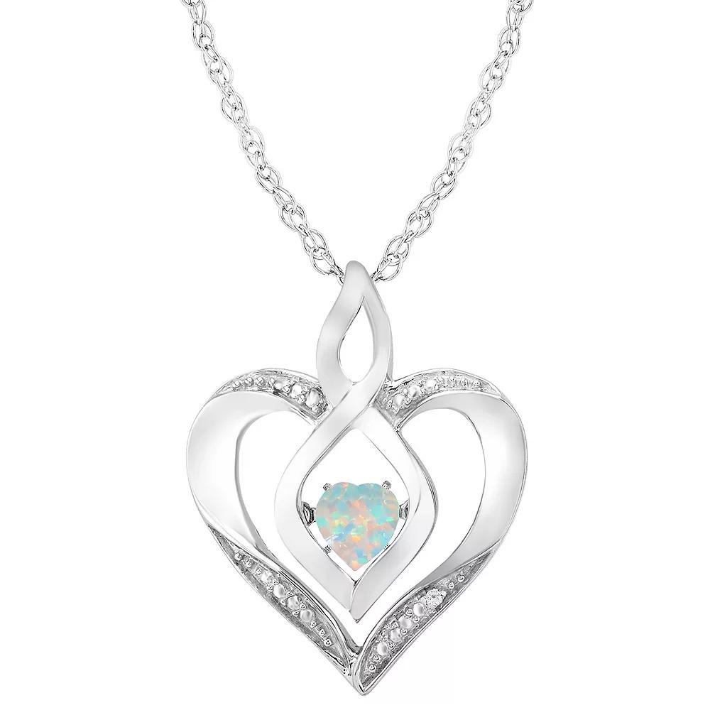 Sterling Silver Gemstone & Diamond Accent Heart Pendant Necklace, Women's, Size: 18", Peridot Product Image