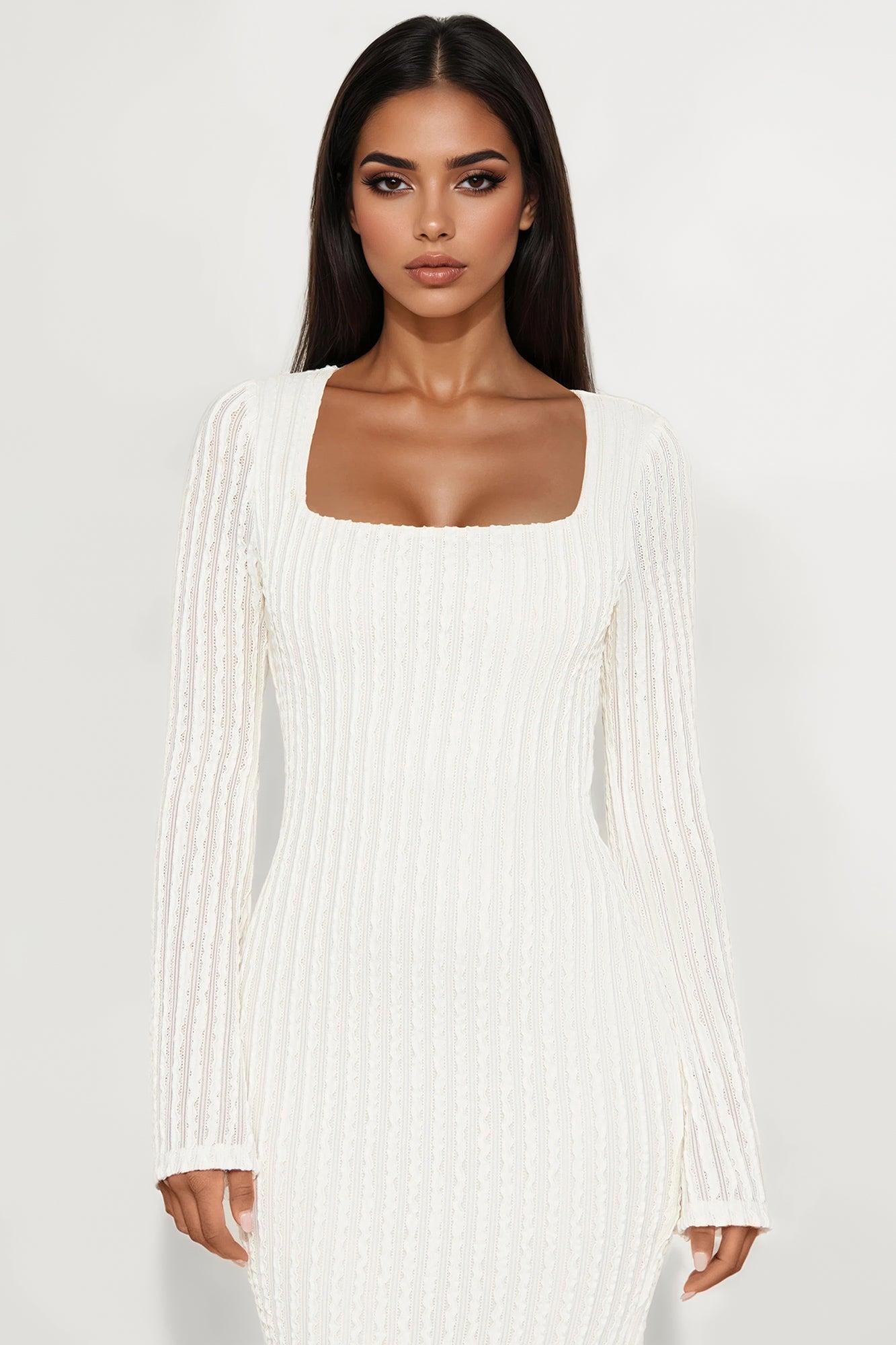 Breatice Long Sleeve Maxi Dress - Cream Female Product Image