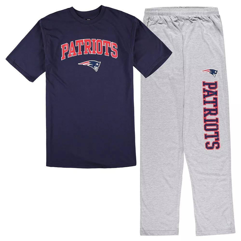 Men's Concepts Sport Navy/Heather Gray New England Patriots Big & Tall T-Shirt & Pajama Pants Sleep Set, Size: 2XB, Blue Product Image