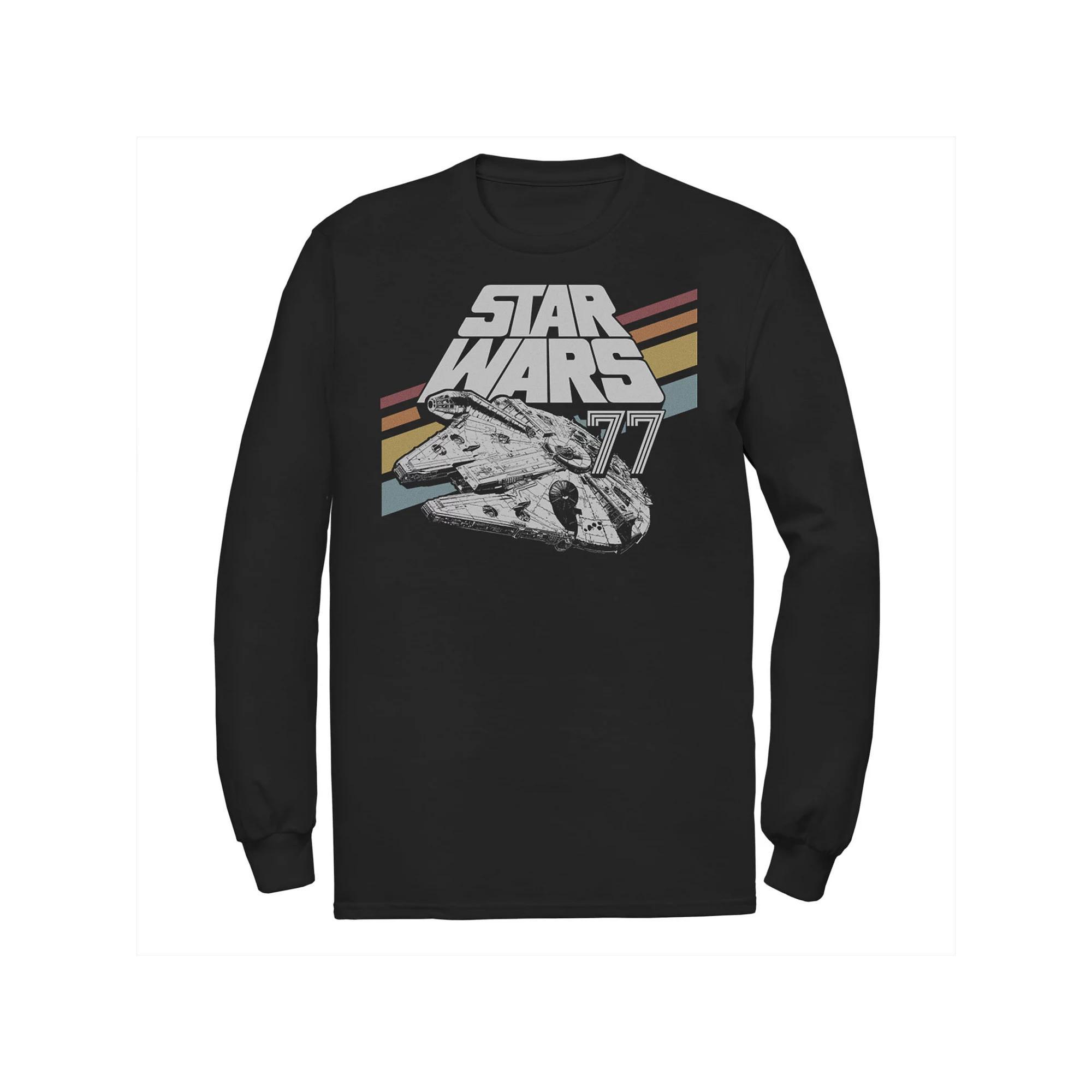 Mens Star Wars Millennium Falcon Retro Rainbow Stripe Tee Product Image