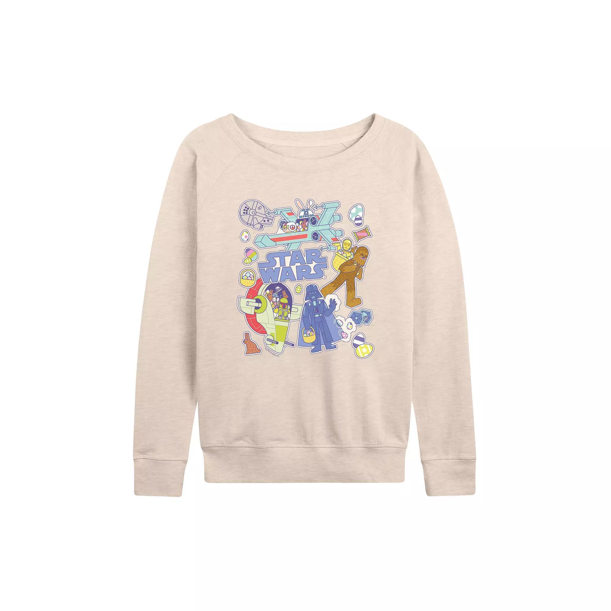 Womens Star Wars Easter Stickers French Terry Long Sleeve Tee Product Image