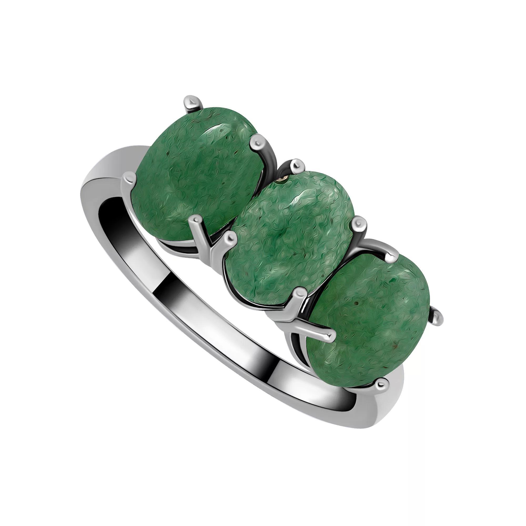 Aleure Precioso Sterling Silver Polished 3-Stone Ring, Womens Aventurine Product Image