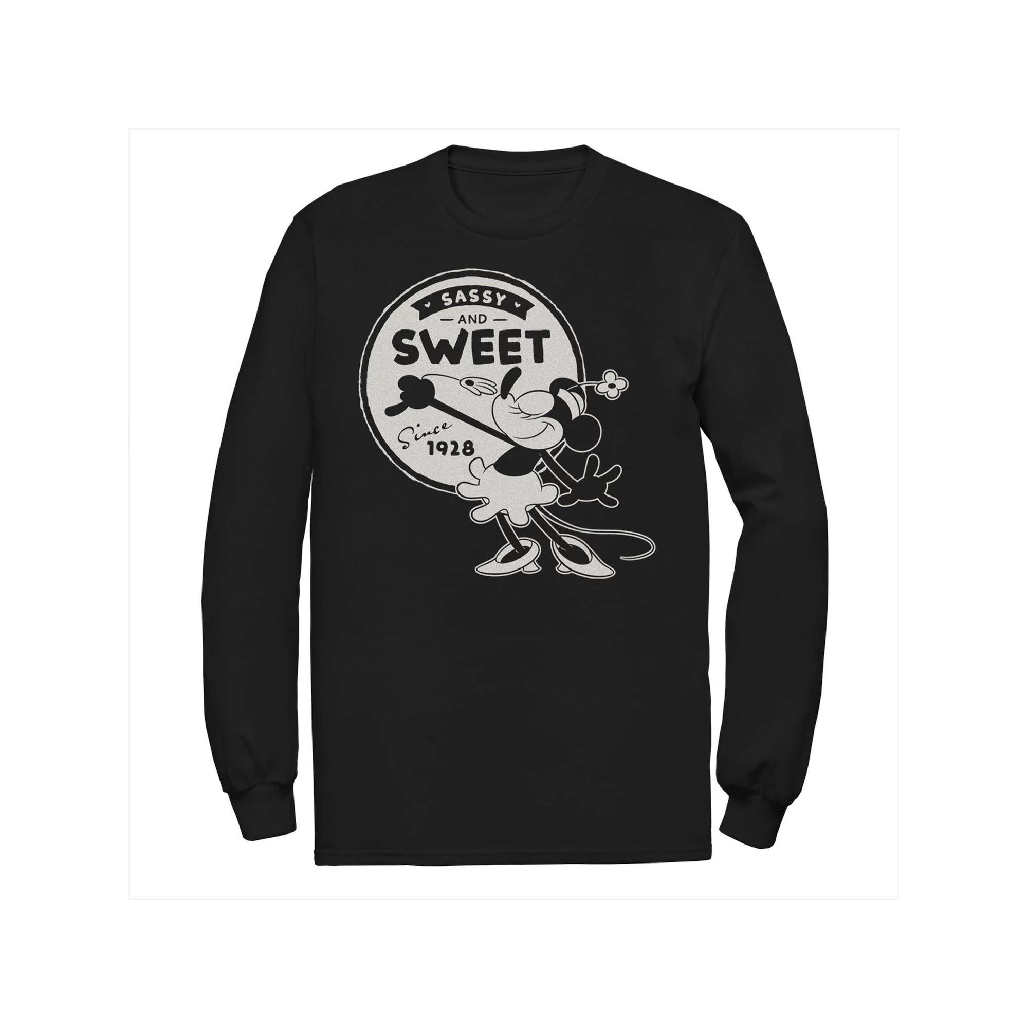 Disney's Minnie Mouse Big & Tall Sassy and Sweet Since 1928 Long Sleeve Graphic Tee, Men's, Size: 3XL, Black Product Image