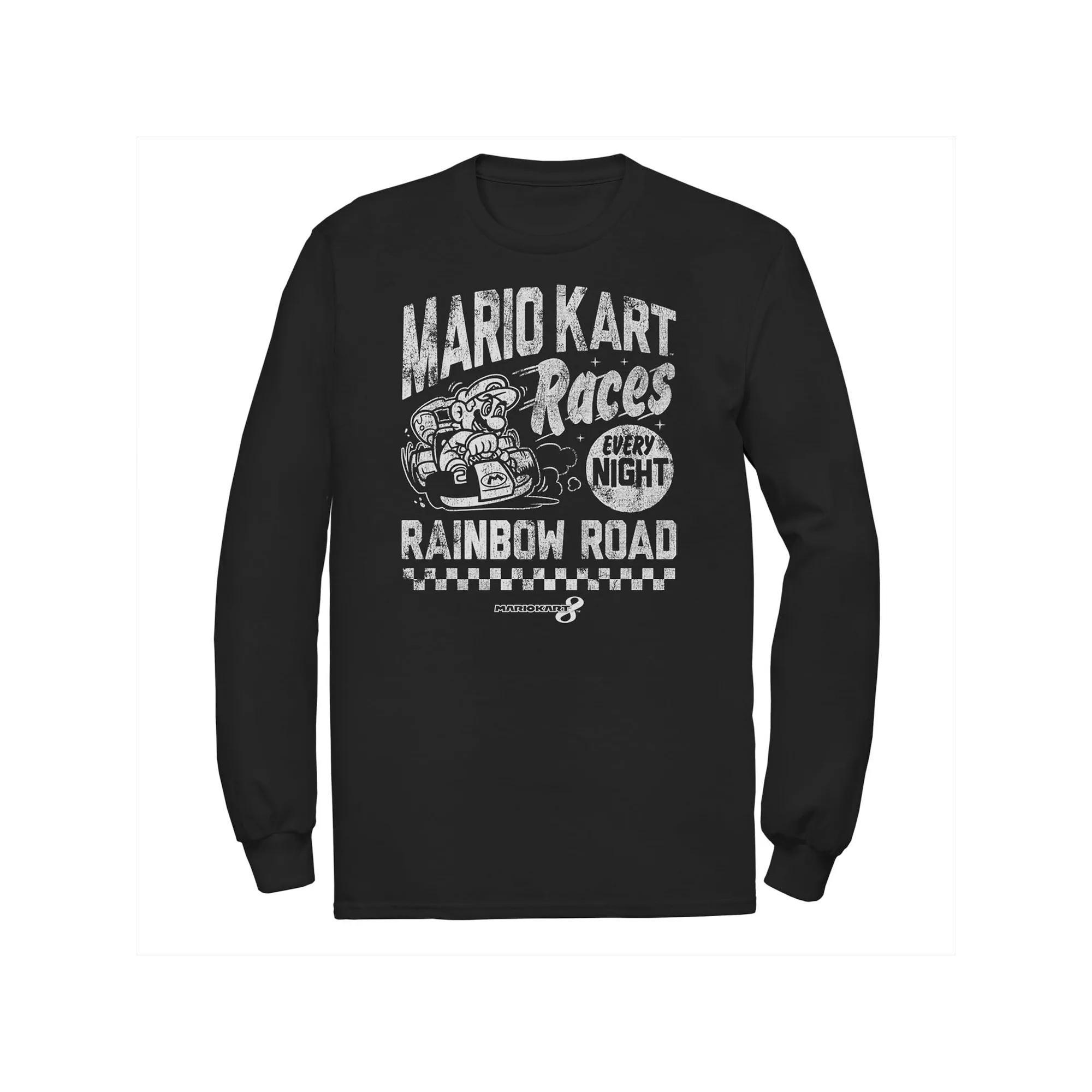 Big & Tall Nintendo Mario Kart Rainbow Road Race Announcement Poster Tee, Men's, Size: 3XL Tall, Black Product Image