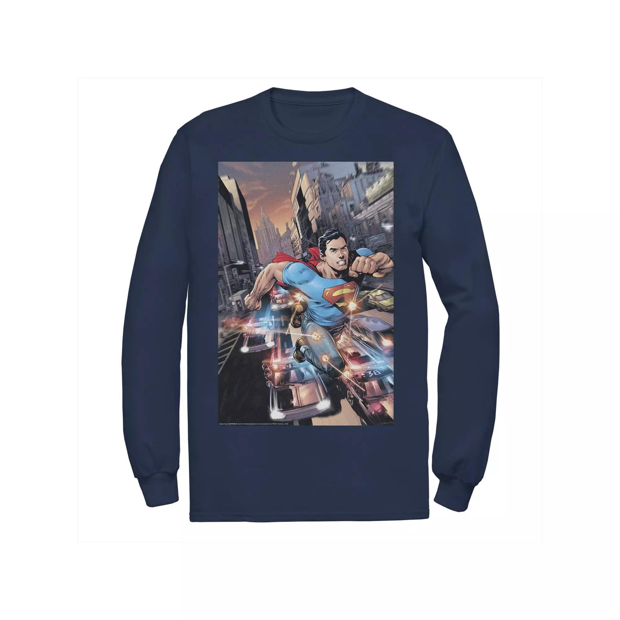 Men's DC Comics Superman Flashing Lights Poster Tee, Size: Large, Blue Product Image