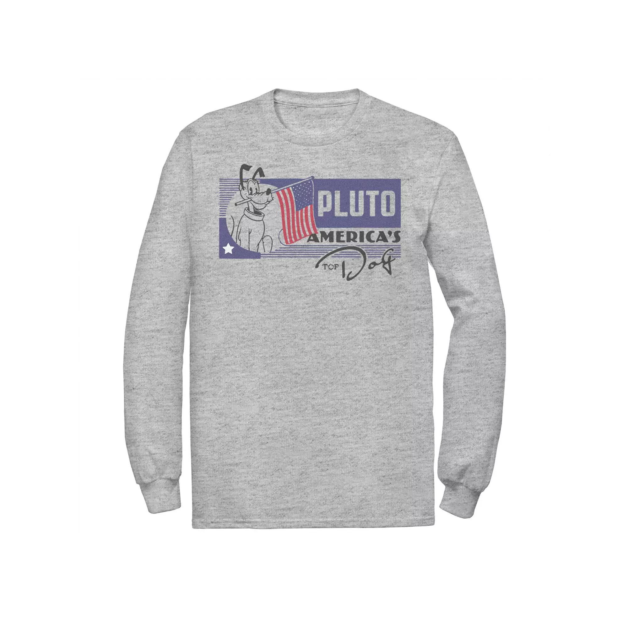 Disney's Mickey Mouse & Friends Big & Tall Pluto America's Top Dog Long Sleeve Graphic Tee, Men's, Size: 4XL Tall, Athletic Grey Product Image