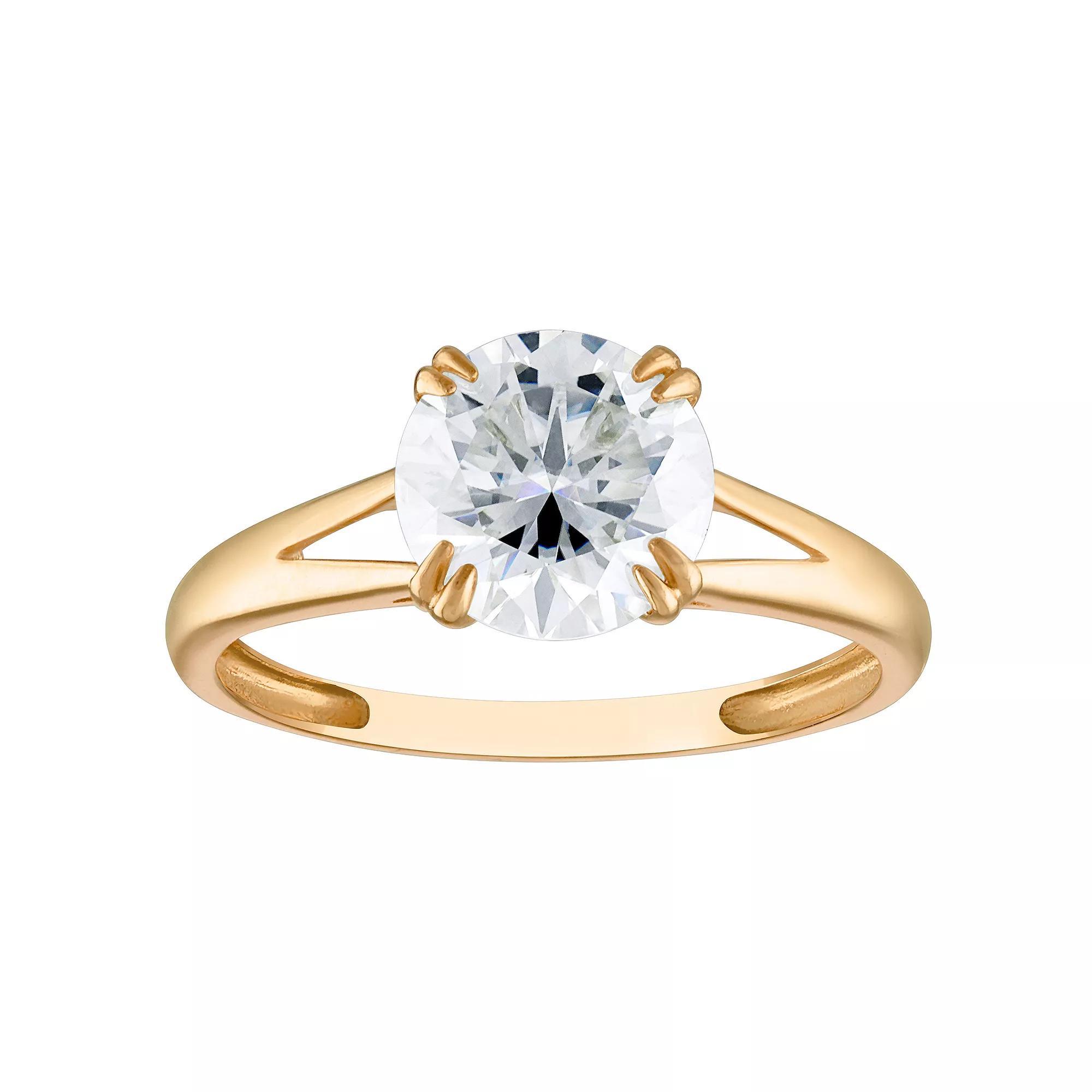 White Lotus 10k Gold 2 Carat T.W. Lab-Created Moissanite Split Band Engagement Ring, Women's, Size: 5 Product Image