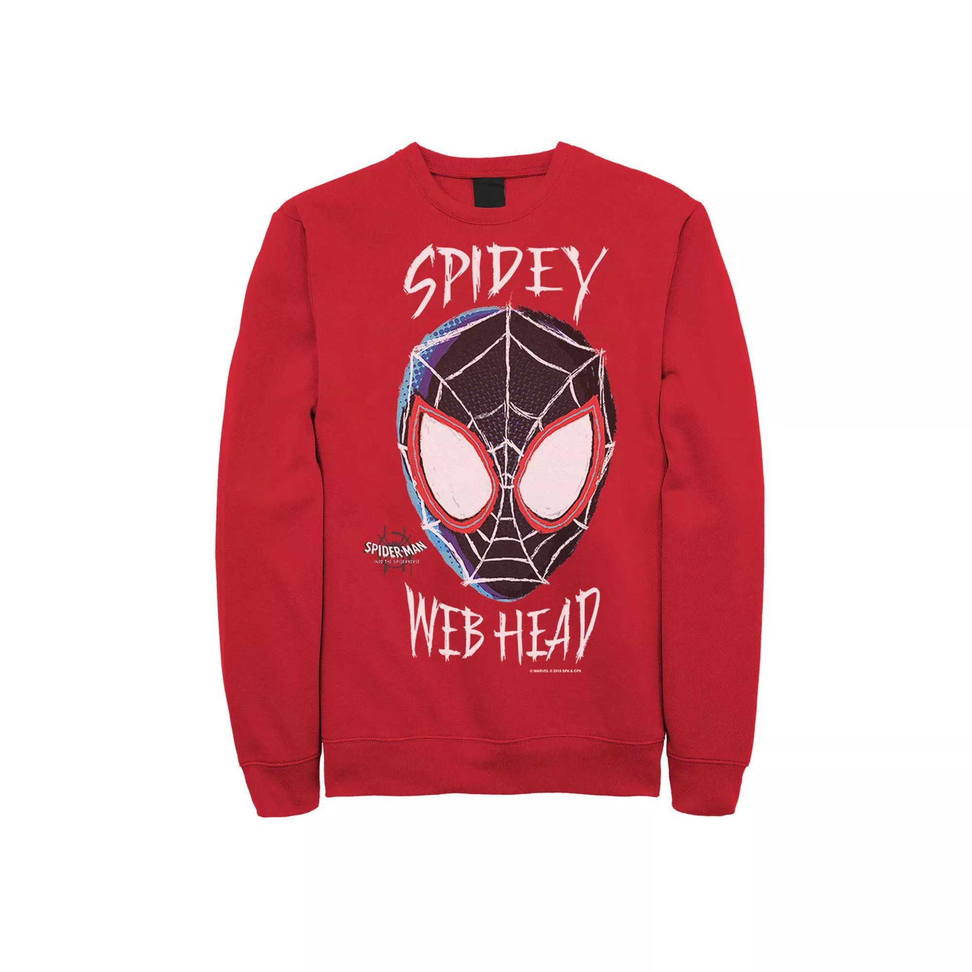 Men's Marvel Spiderverse Spidey Web Head Graphic Fleece Pullover, Size: XXL, Red Product Image