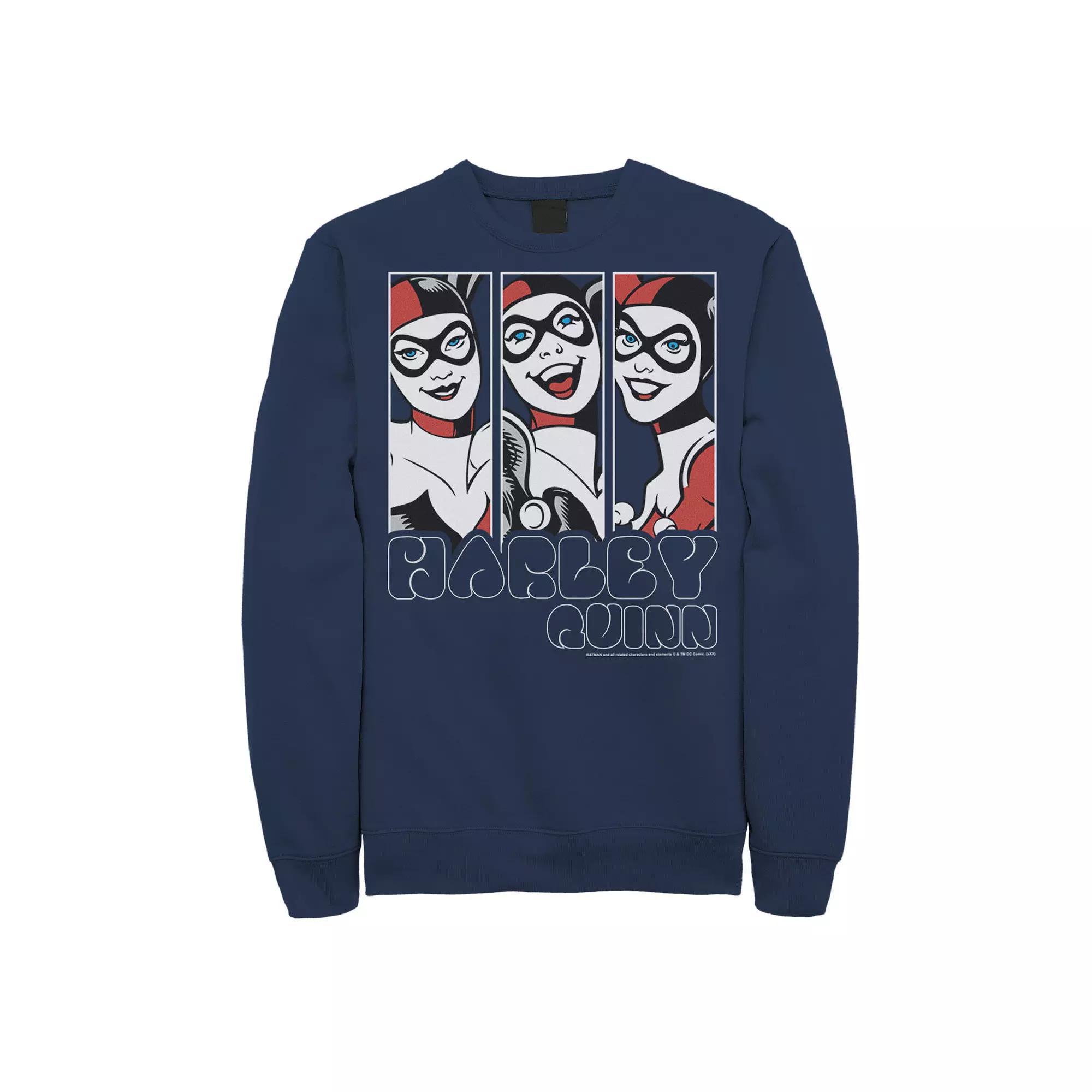 Men's Batman Harley Quinn Vintage Portrait Panel Sweatshirt, Size: 3XL, Black Product Image