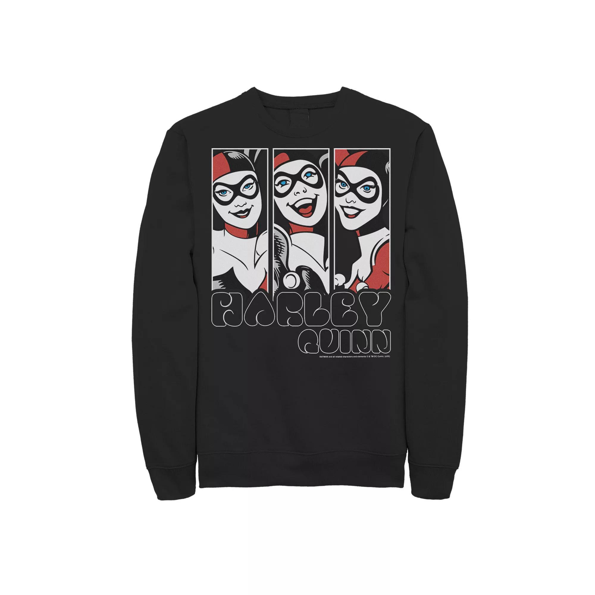 Men's Batman Harley Quinn Vintage Portrait Panel Sweatshirt, Size: 3XL, Black Product Image