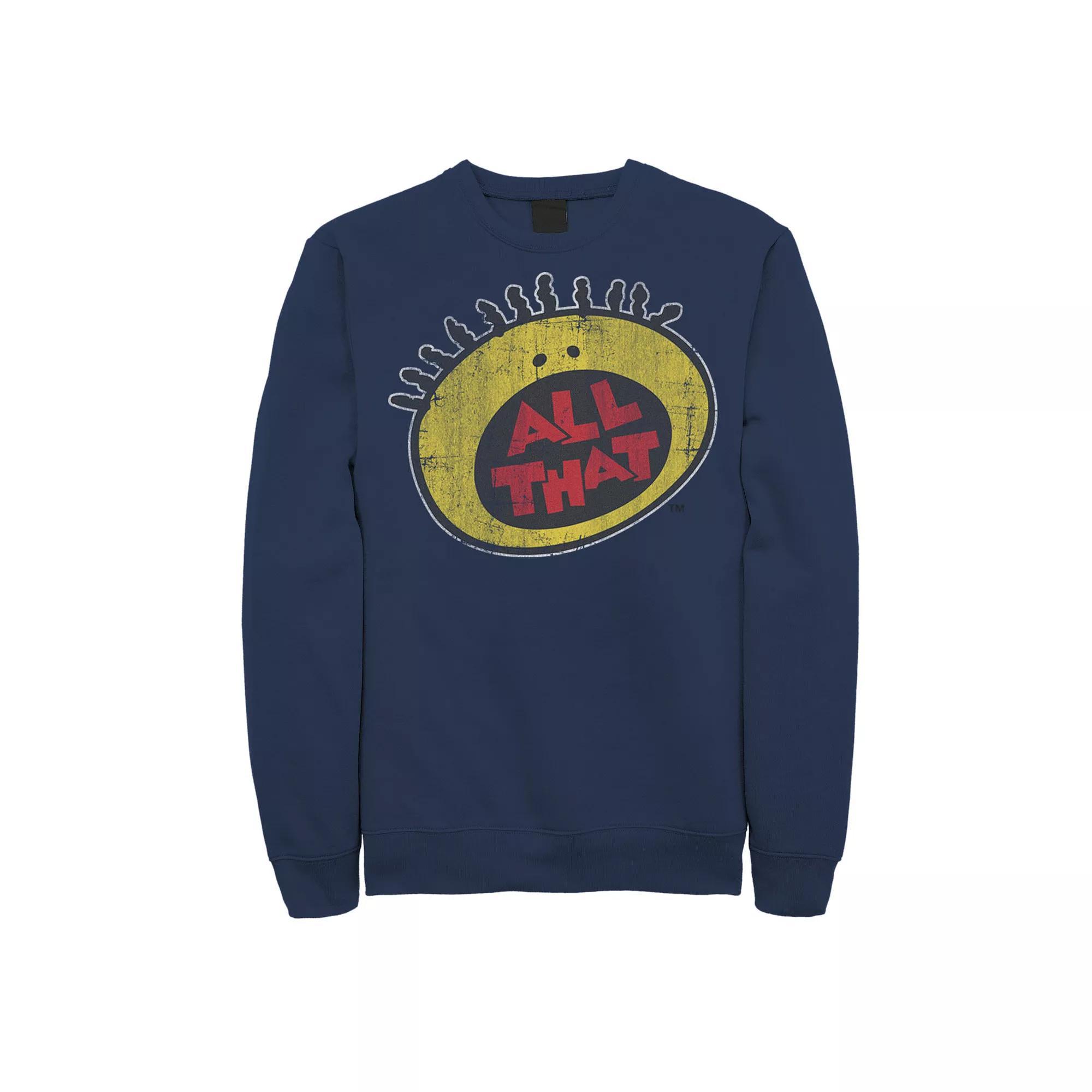 Men's Nickelodeon All That Classic Vintage Face Logo Title Graphic Fleece Pullover, Size: XXL, Black Product Image