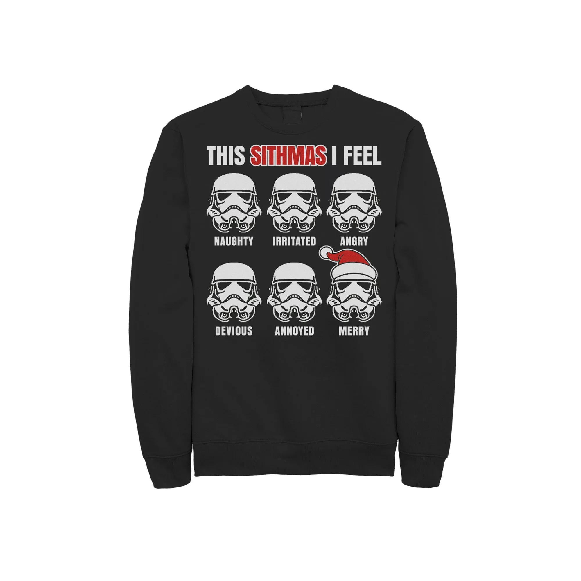 Men's Star Wars Stormtrooper Sithmas Emotions Christmas Sweatshirt, Size: Medium, Black Product Image
