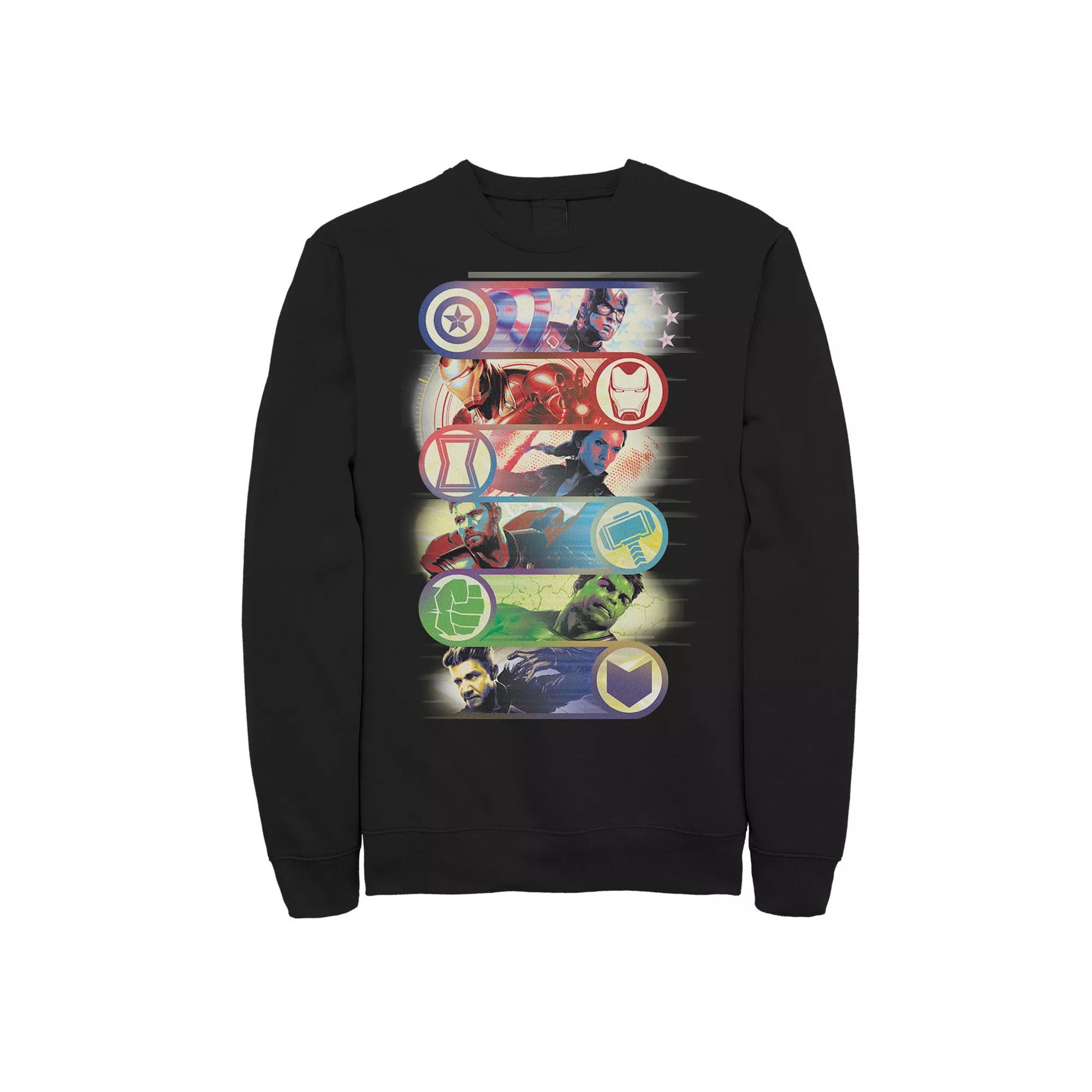 Men's Marvel Avengers Endgame Hero Symbol Colorful Group Shot Poster Tee, Size: Large, Black Product Image