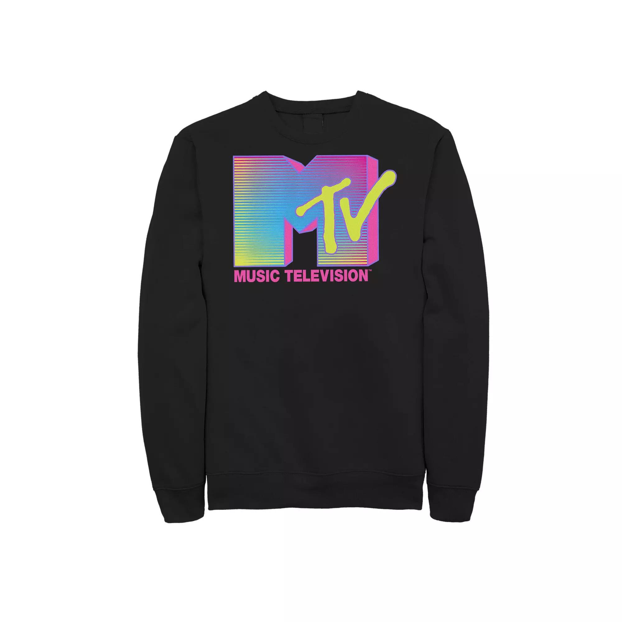 Big & Tall MTV Music Television Fluorescent Logo Graphic Fleece, Men's, Size: XXL Tall, Black Product Image