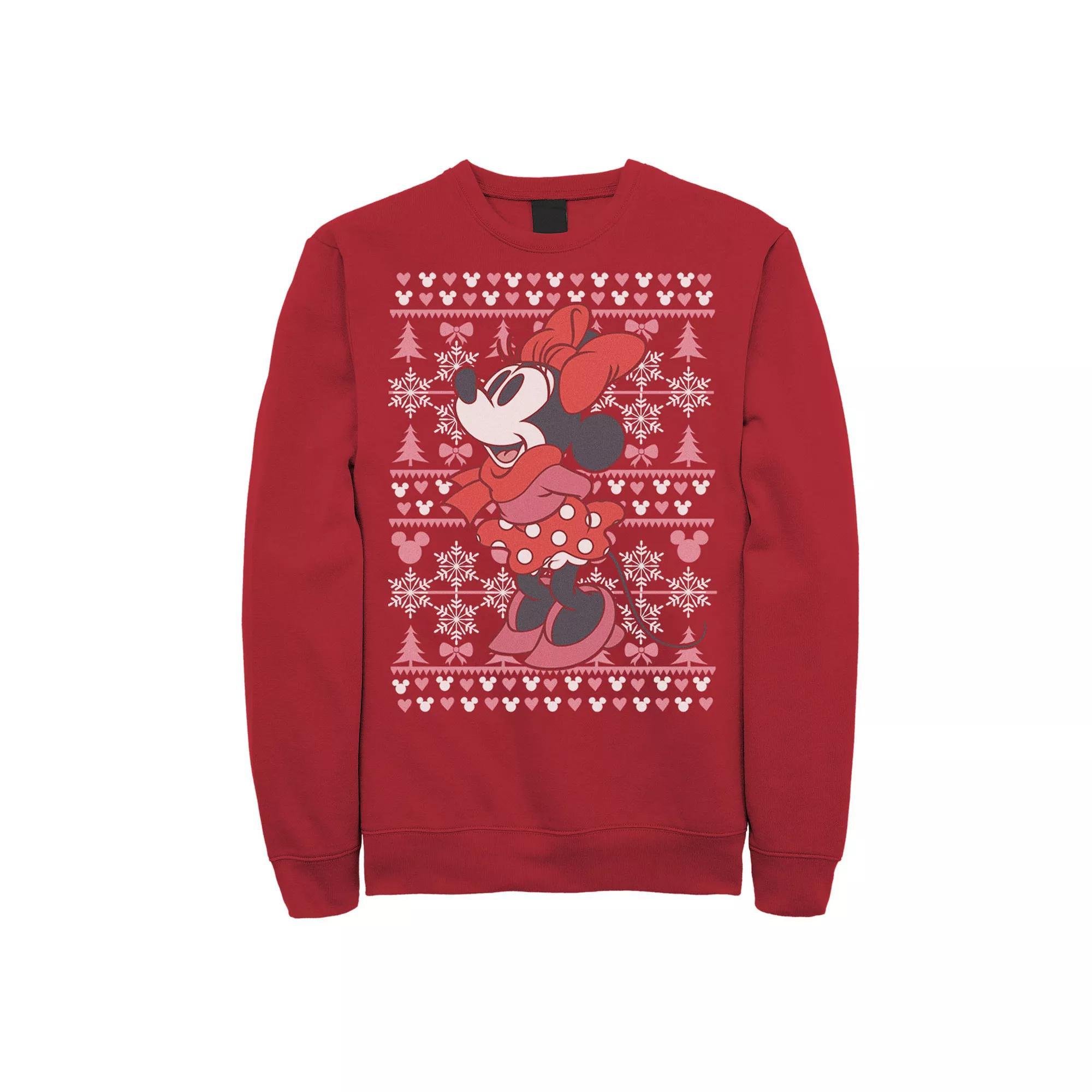 Disney's Minnie Mouse Men's Christmas Sweater Style Sweatshirt, Size: 3XL, Red Product Image