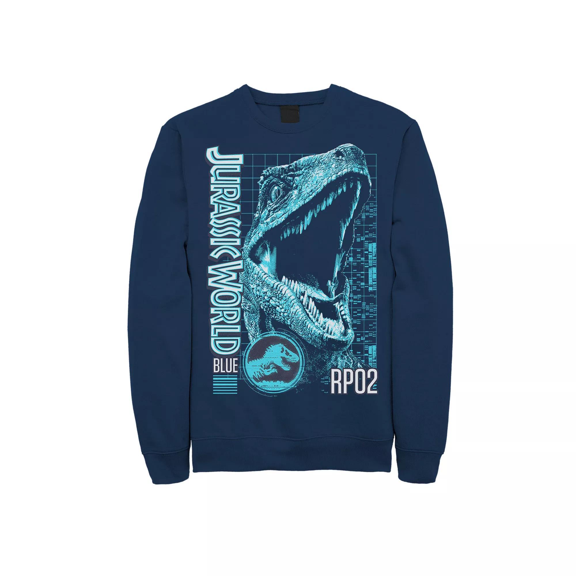 Men's Jurassic World Two Blue Face Tech Schematic Sweatshirt, Size: XL Product Image
