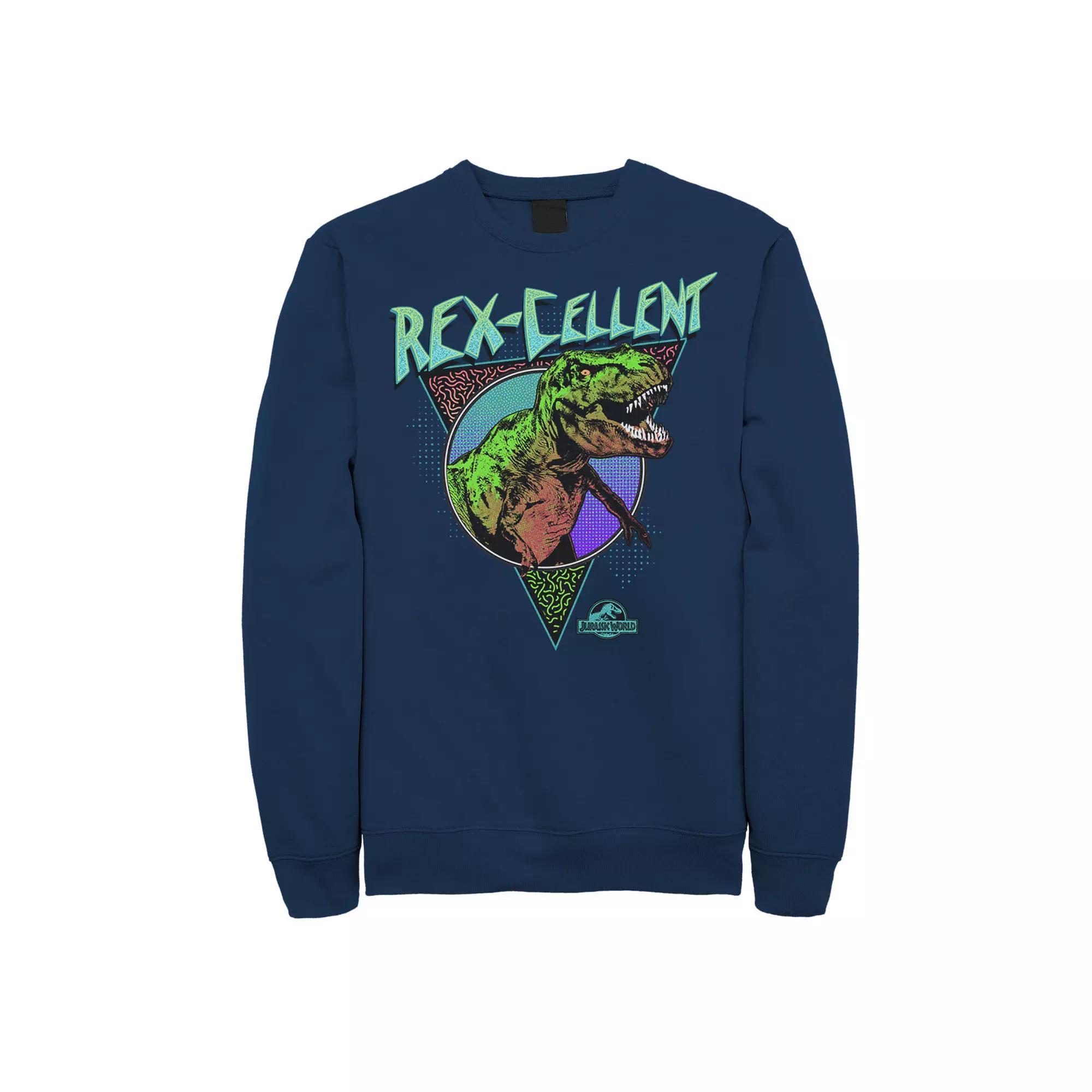 Men's Jurassic World Rex-Cellent Retro Colors Sweashirt, Size: XL, Blue Product Image