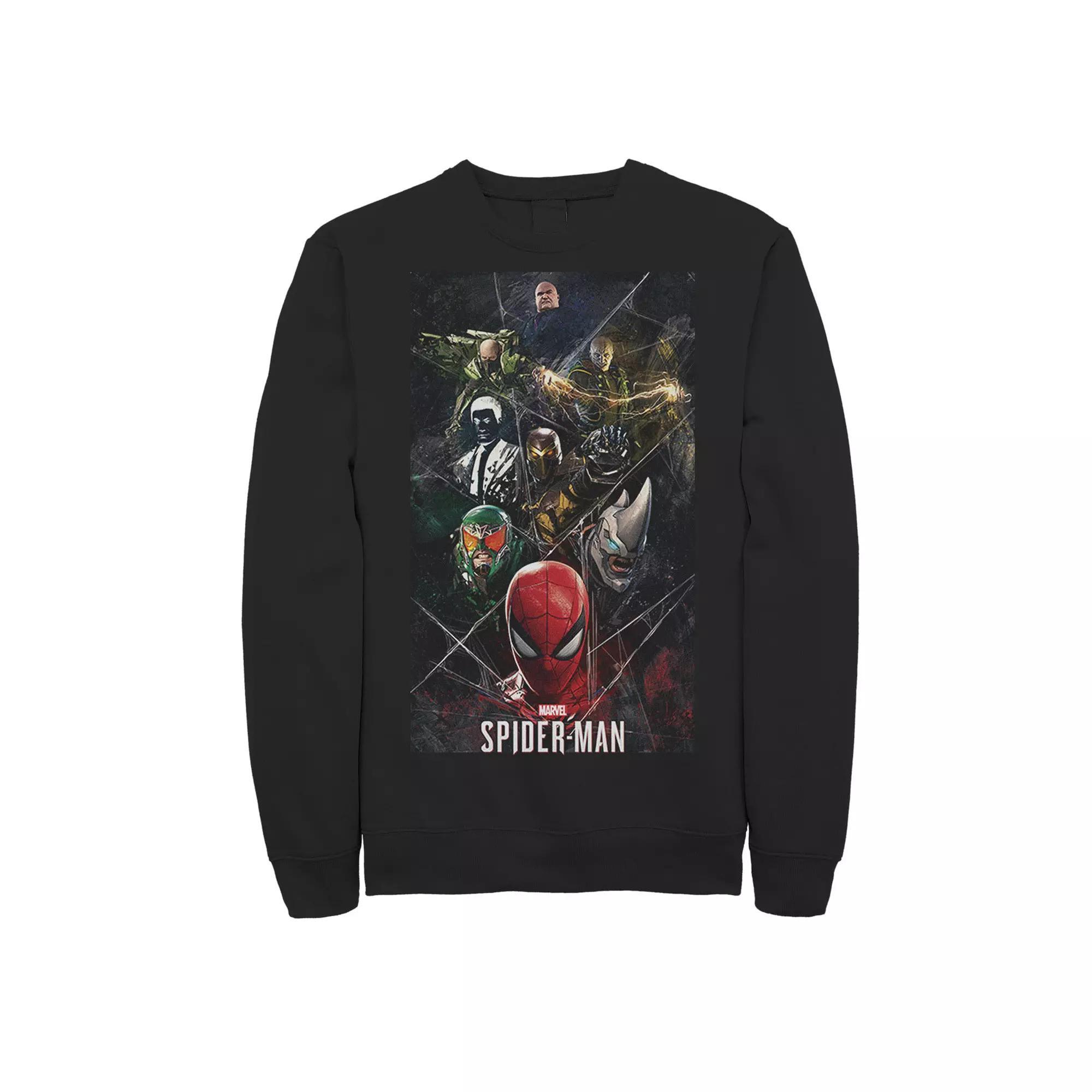 Men's Marvel Spider-Man Game Villain Web Collage Sweatshirt, Size: Small, Black Product Image