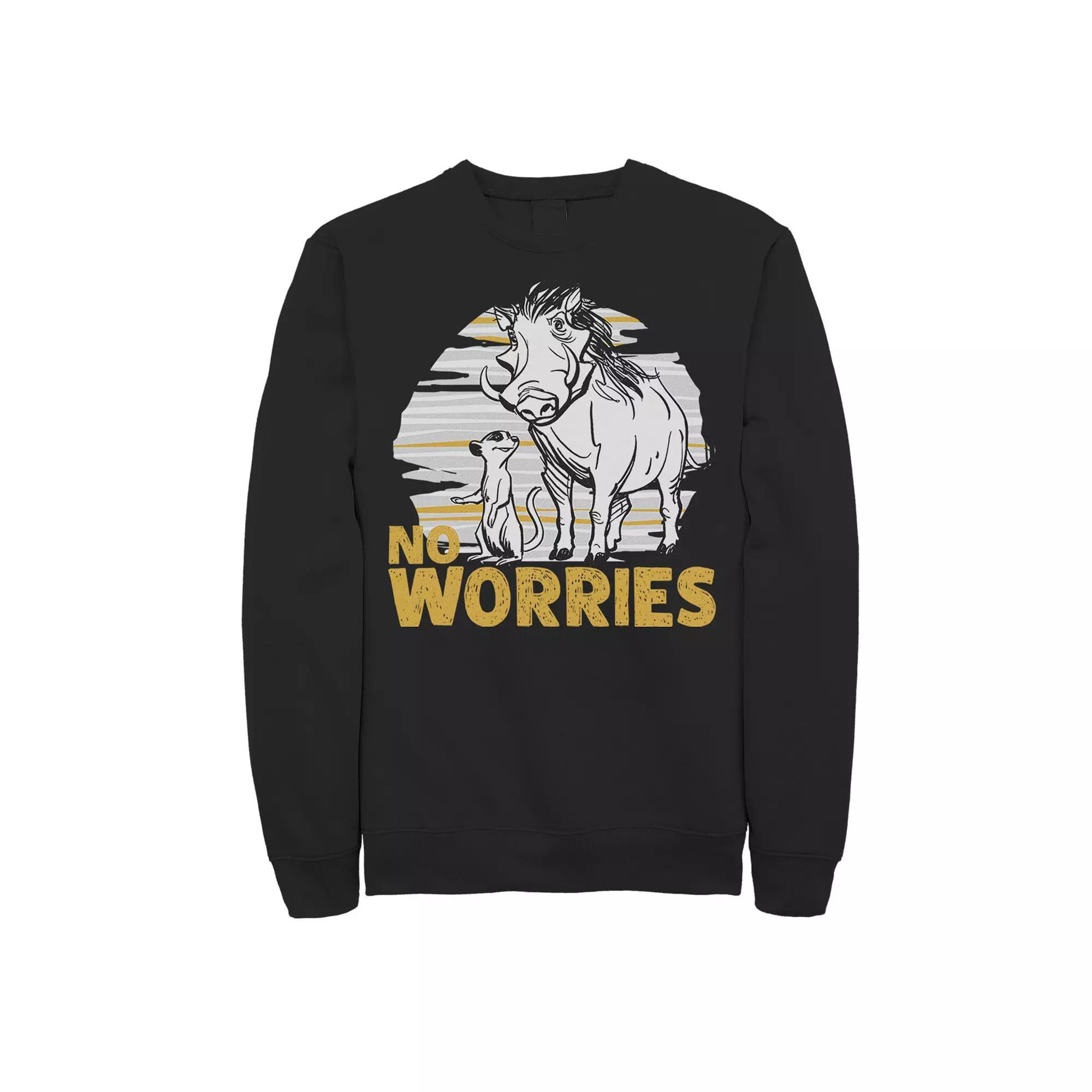 Disney's The Lion King Timon & Pumbaa Men's No Worries Sweatshirt, Size: Small, Black Product Image