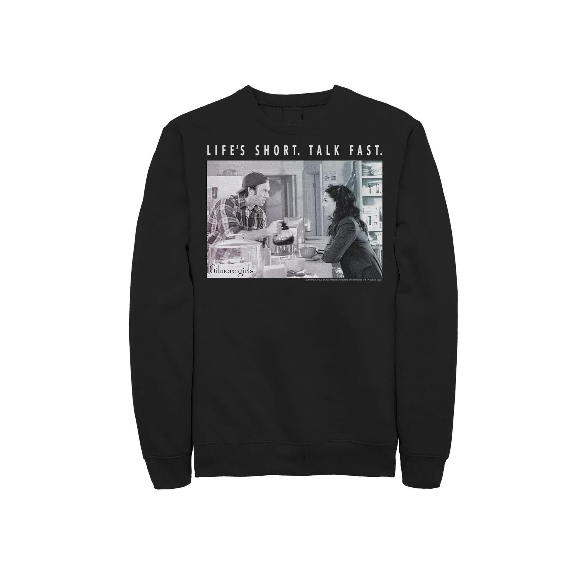 Men's Gilmore Girls Luke And Lorelai Life's Short Talk Fast Sweatshirt, Size: Small, Black Product Image