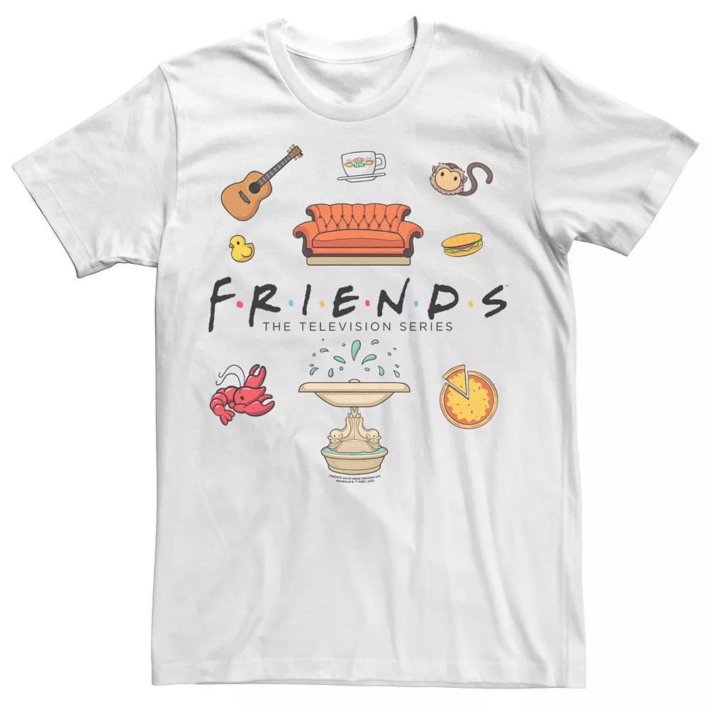 Men's Friends Chibi Art Item Jumble Tee, Size: 3XL, White Product Image