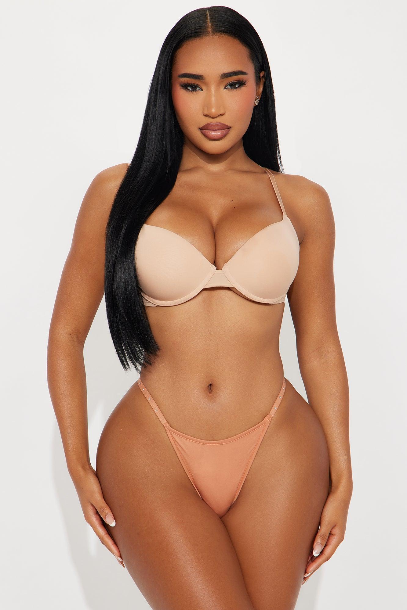 Micro String Side Thong With Rhinestones  - Pink Product Image