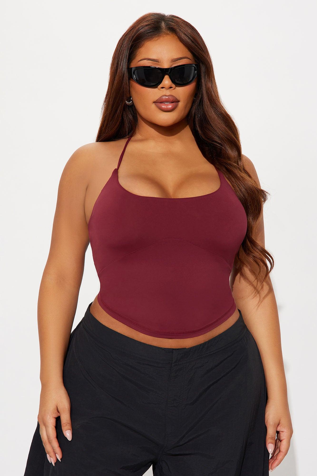 Second Skin Double Lined Cut Out Halter Top - Wine Female Product Image