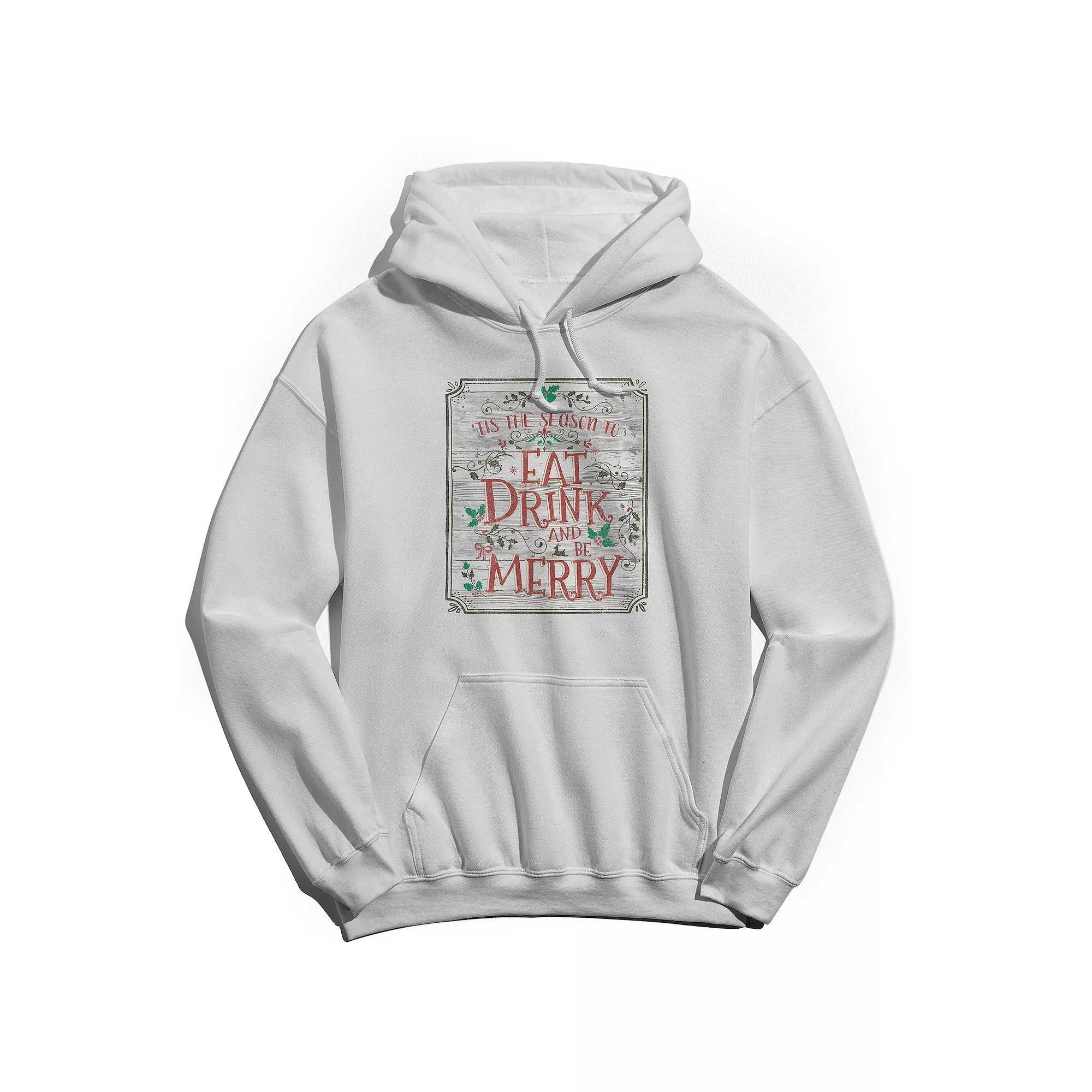 Men's Eat Drink Be Merry Hoodie, Women's, Size: Small, White Product Image