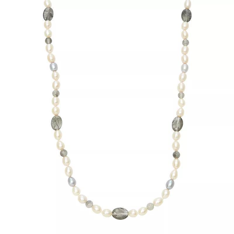 Dyed Freshwater Cultured Pearl & Quartz Sterling Silver Necklace, Women's, Size: 36", Multicolor Product Image