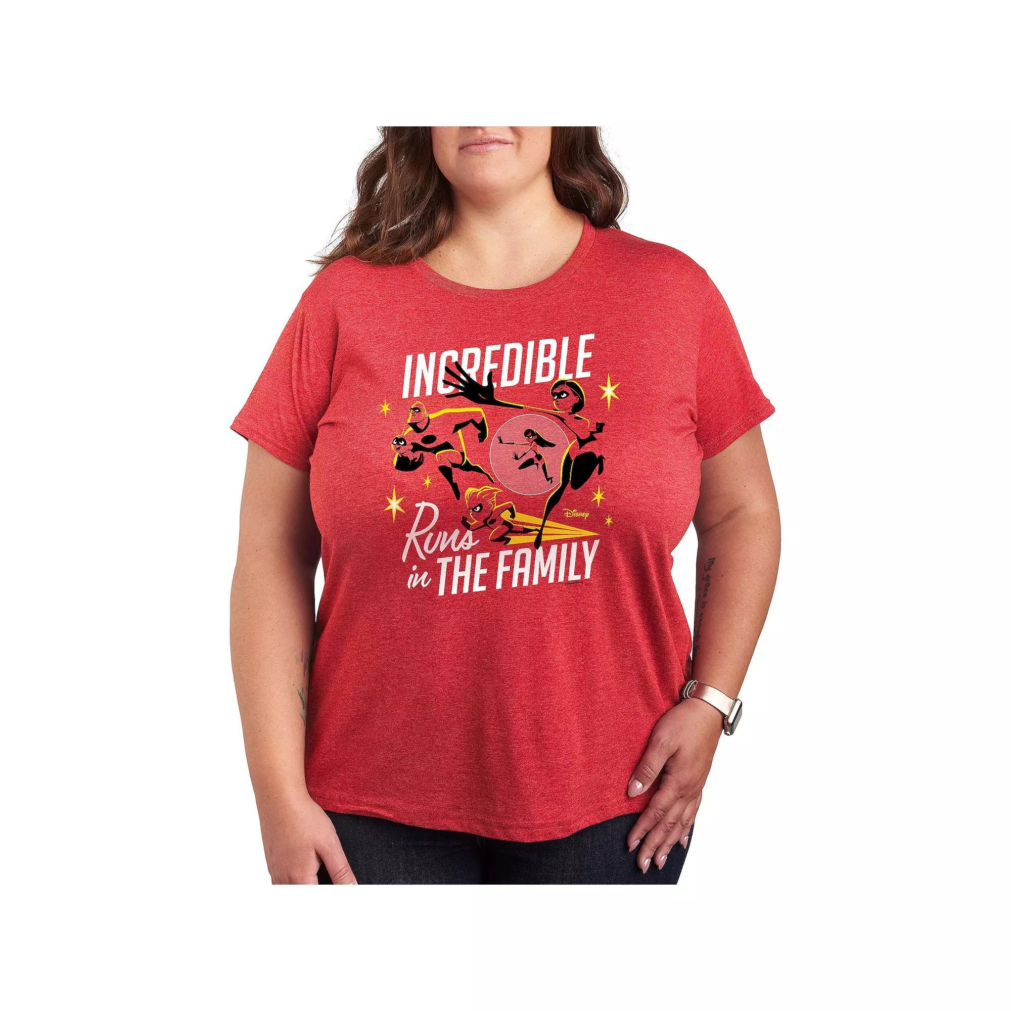 Disney / Pixars The Incredibles Plus Family Graphic Tee, Womens Grey Red Product Image