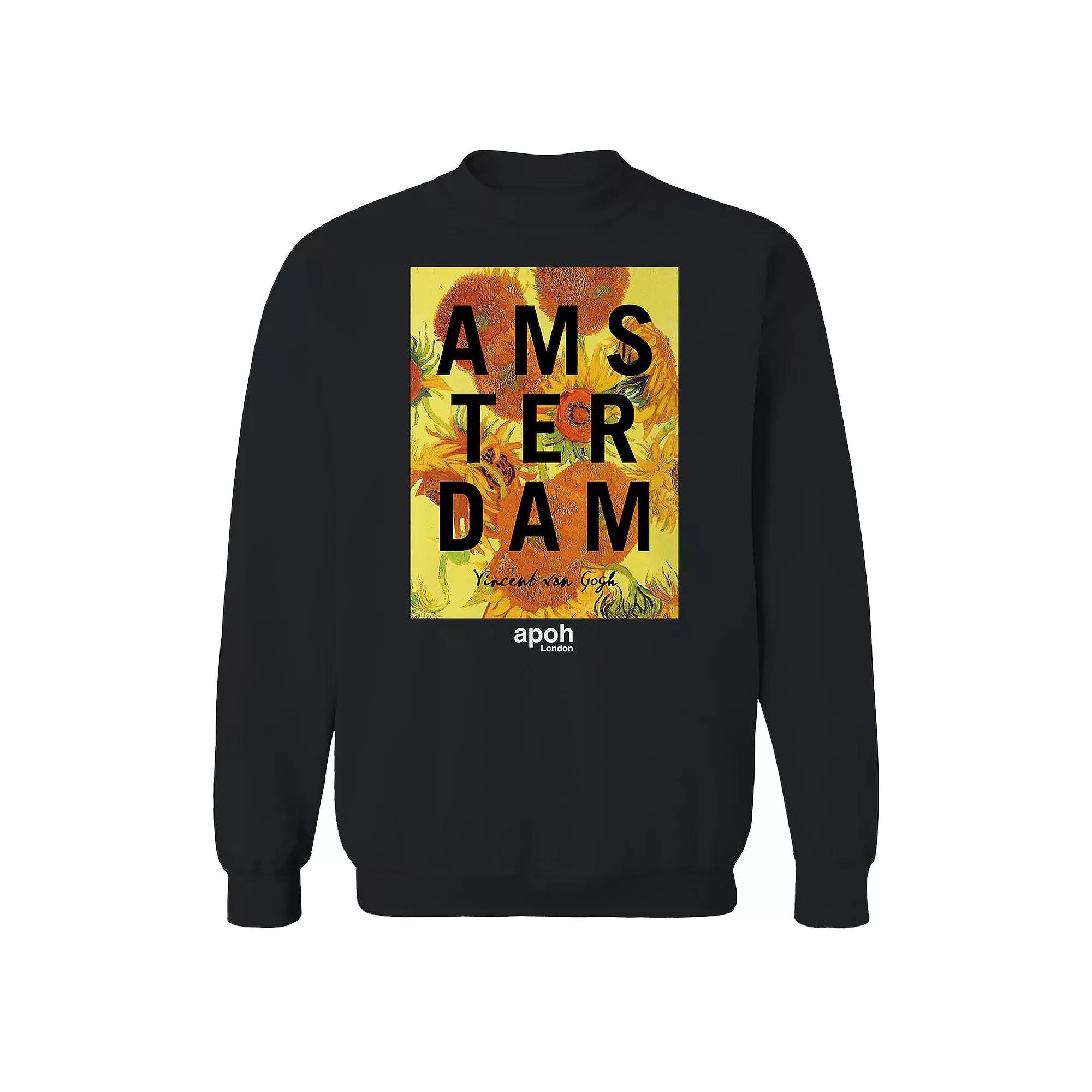 Men's apoh - Van Gogh Flowers Graphic Sweatshirt, Size: Large, Black Product Image
