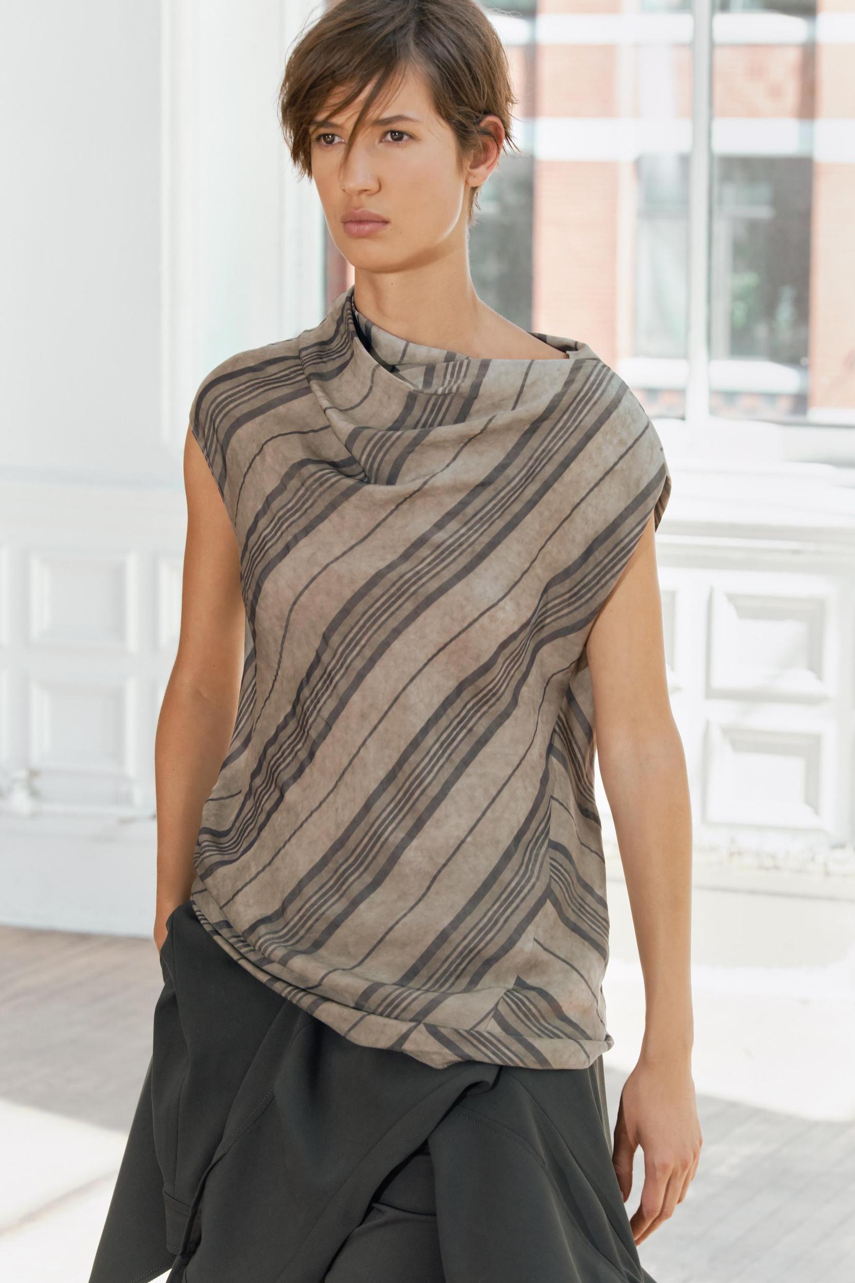 STRIPED DRAPED TOP ZW COLLECTION Product Image