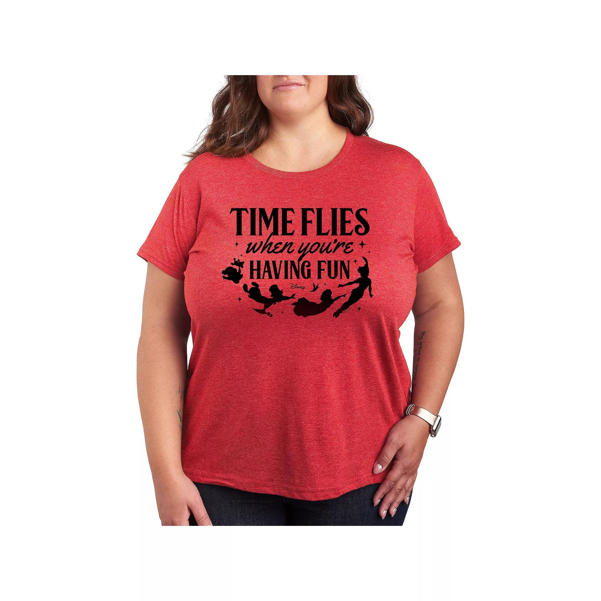 Disney's Peter Pan Plus Time Flies Graphic Tee, Women's, Size: 1XL, Grey Green Product Image