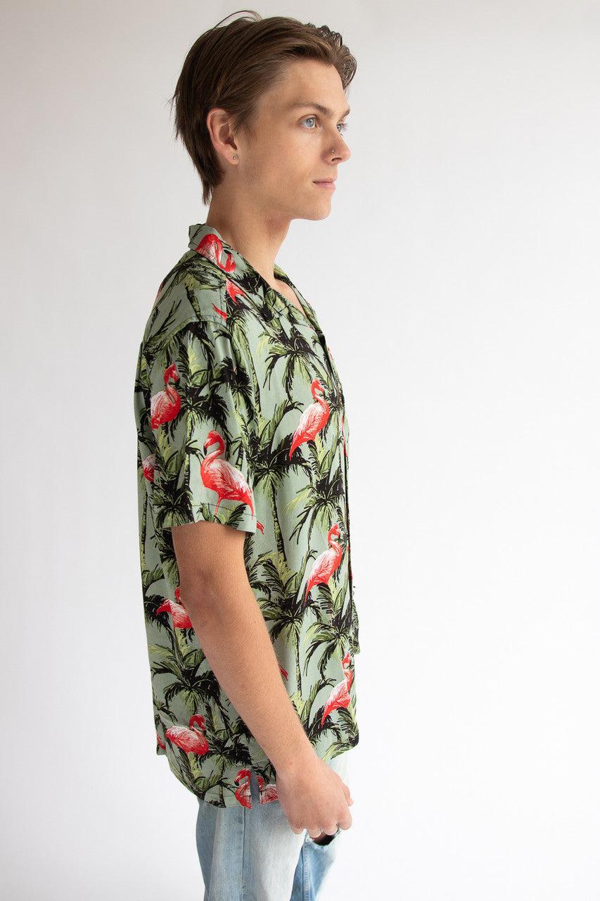 Flamingo Palms Button Up Shirt Product Image