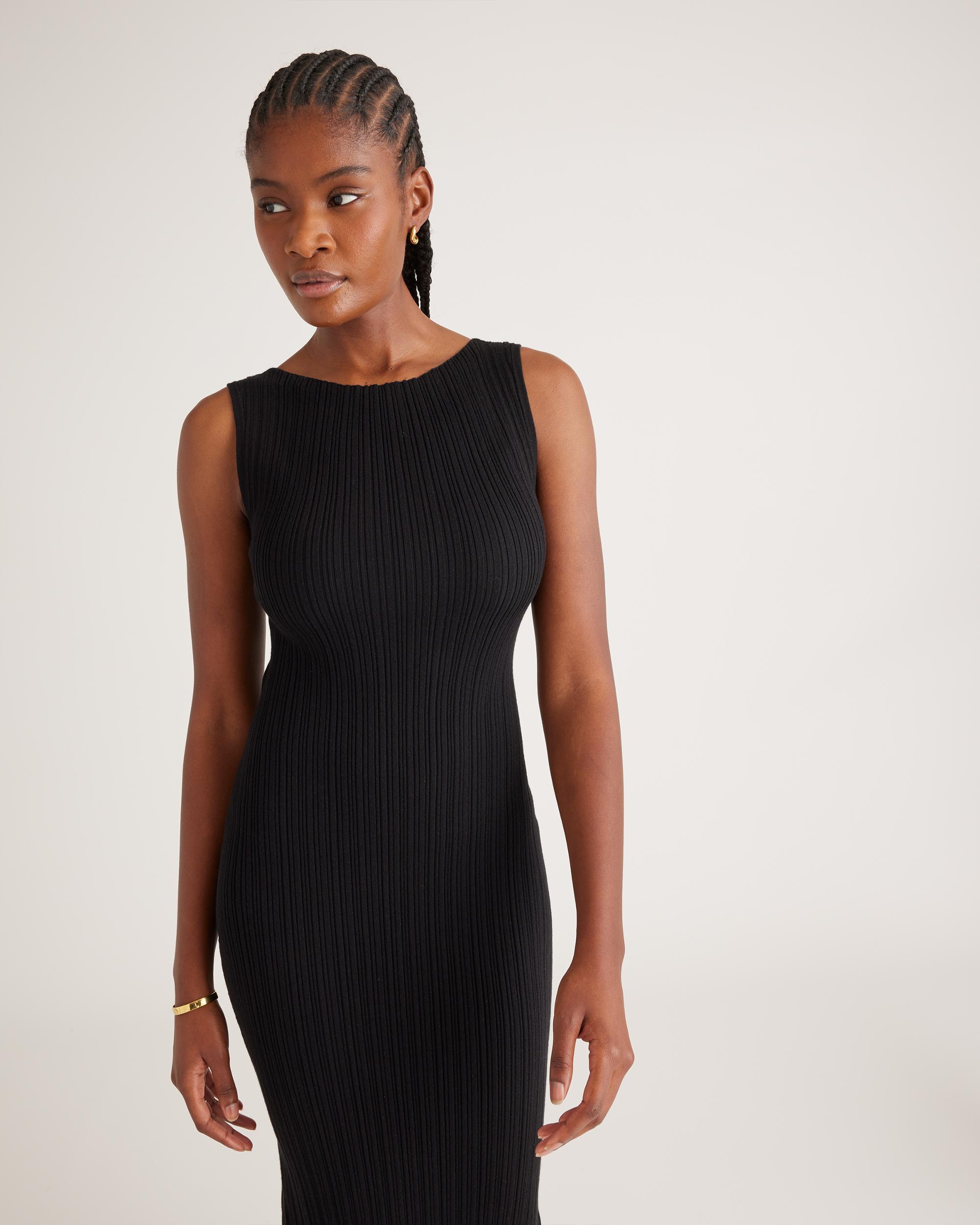 Quince | Women's Cotton Cashmere Ribbed Sleeveless Midi Dress Size XS Product Image