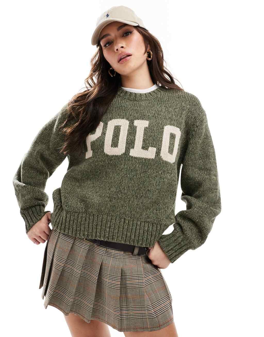Polo Ralph Lauren logo sweater in green Product Image