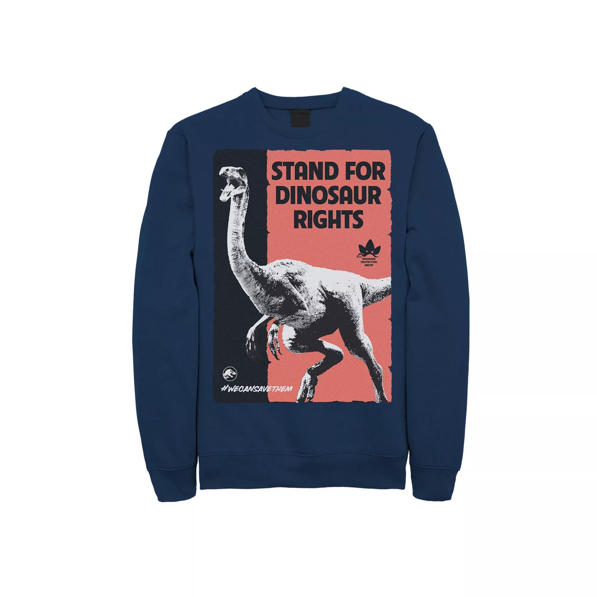 Men's Jurassic World Stand For Dinosaurs Poster Sweatshirt, Size: XXL, Blue Product Image