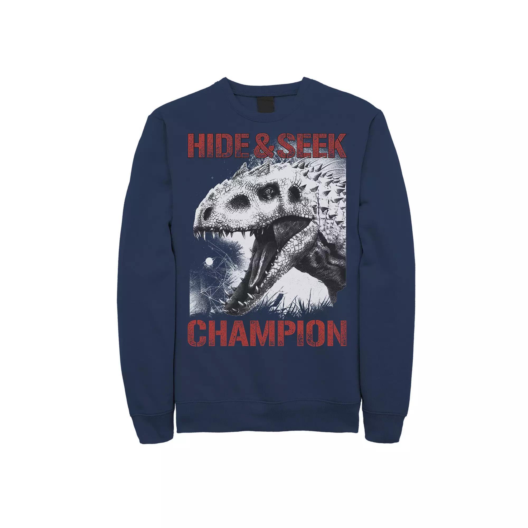 Men's Jurassic World Indominus Hide & Seek Champ Graphic Fleece Pullover, Size: Medium, Blue Product Image