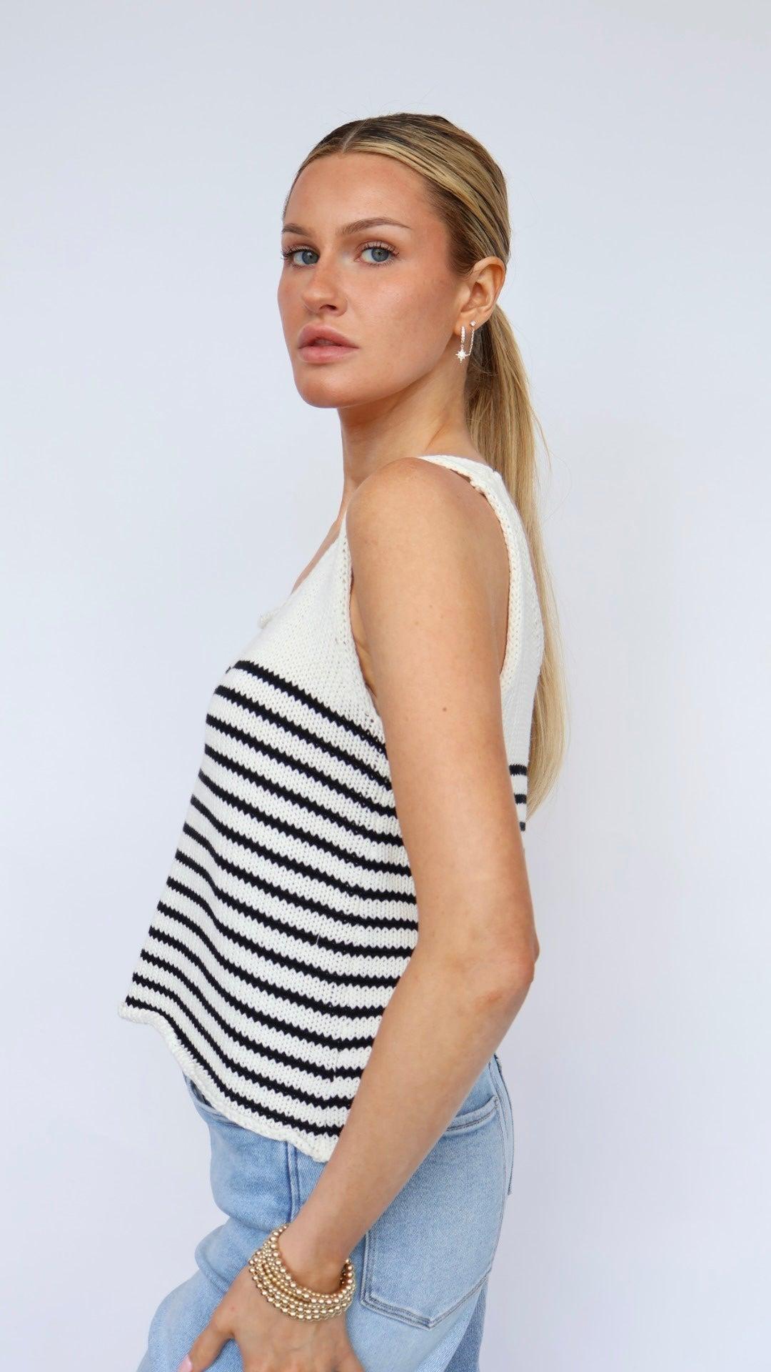 Kayla Striped Knit Tank Top Product Image