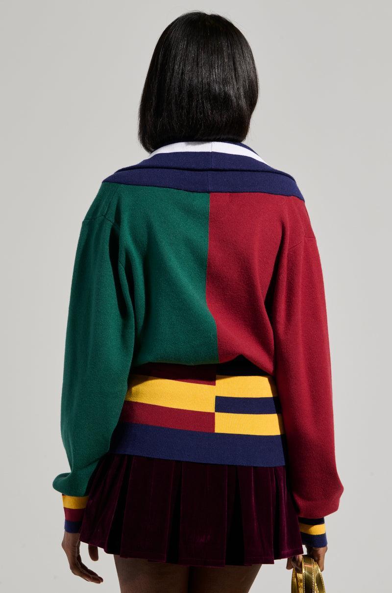 BOARDWALK BADDIE V-NECK STRIPED SWEATER Product Image