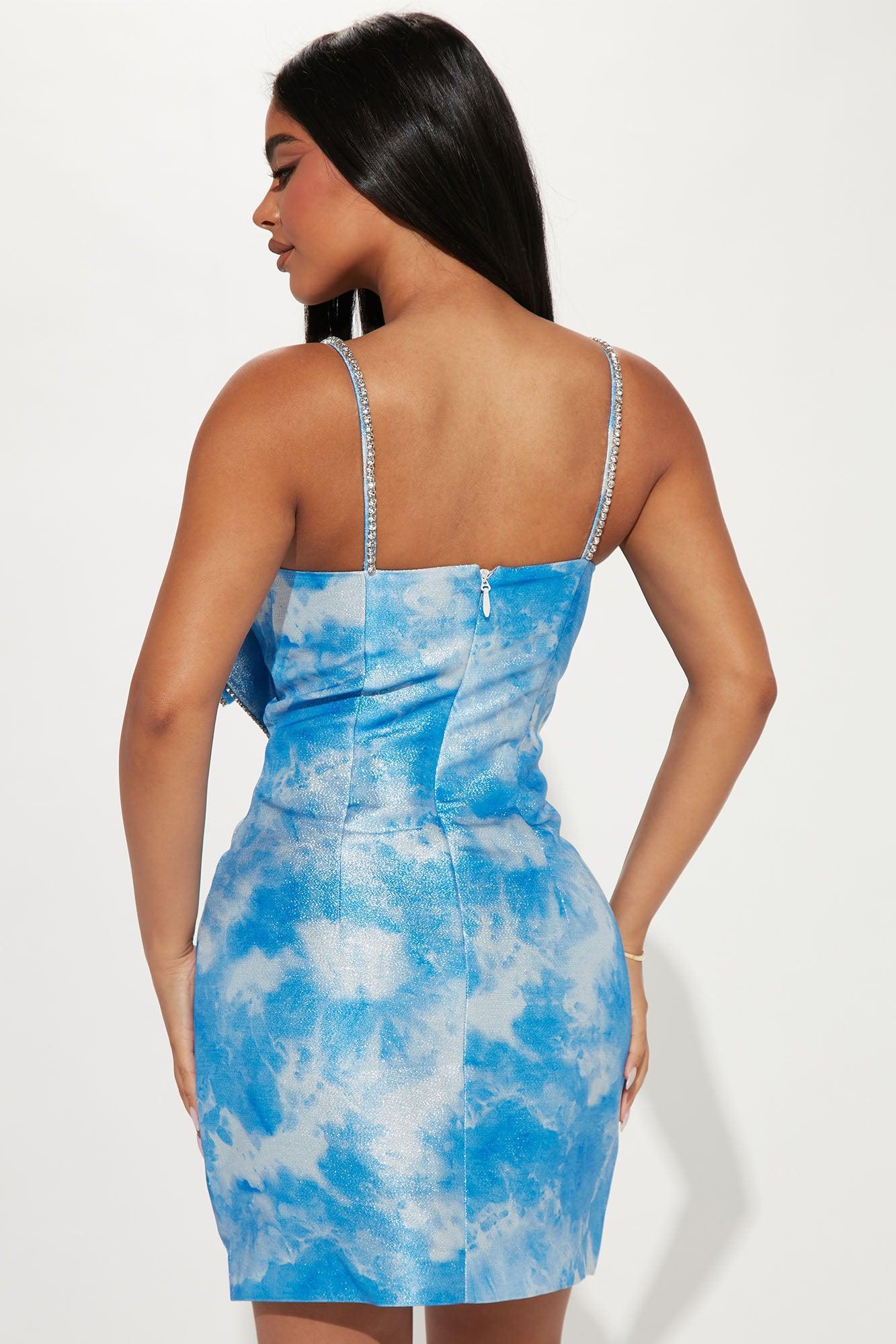Jeanette Jacquard Mini Dress - Blue/combo Product Image