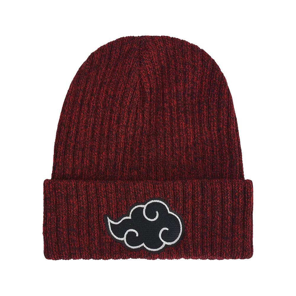 Men's Naruto Akatsuki Cloud Marl Cuff Beanie, Black Red Product Image