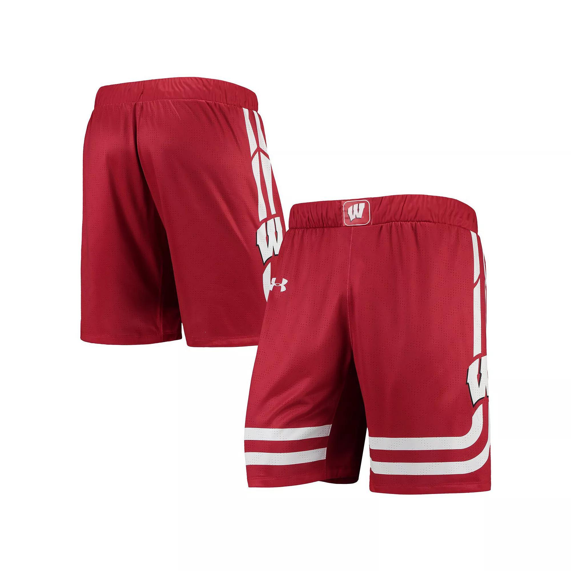 Men's Under Armour Red Wisconsin Badgers Replica Basketball Short, Size: Medium Product Image