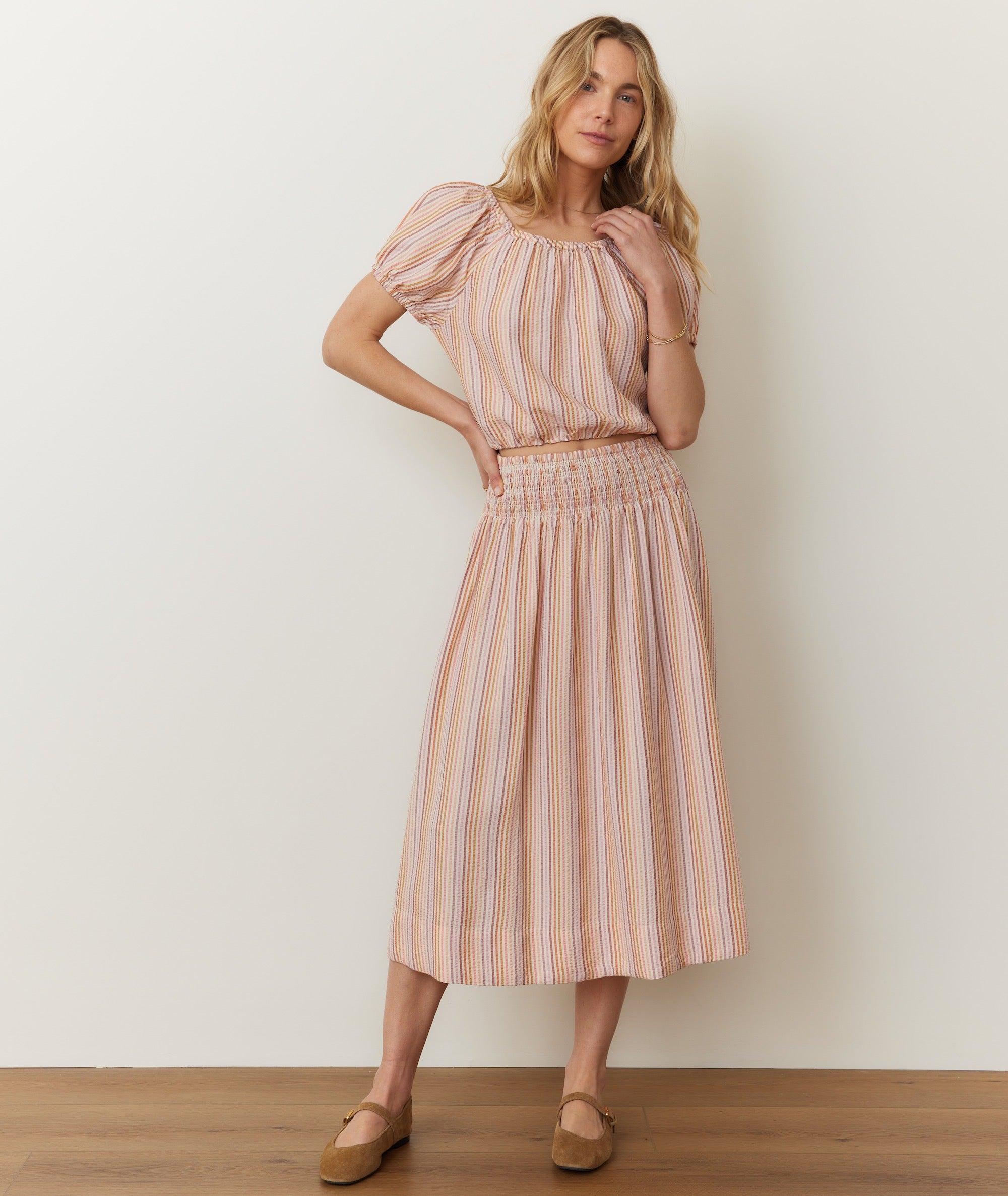 Bea Seersucker Midi Skirt Product Image