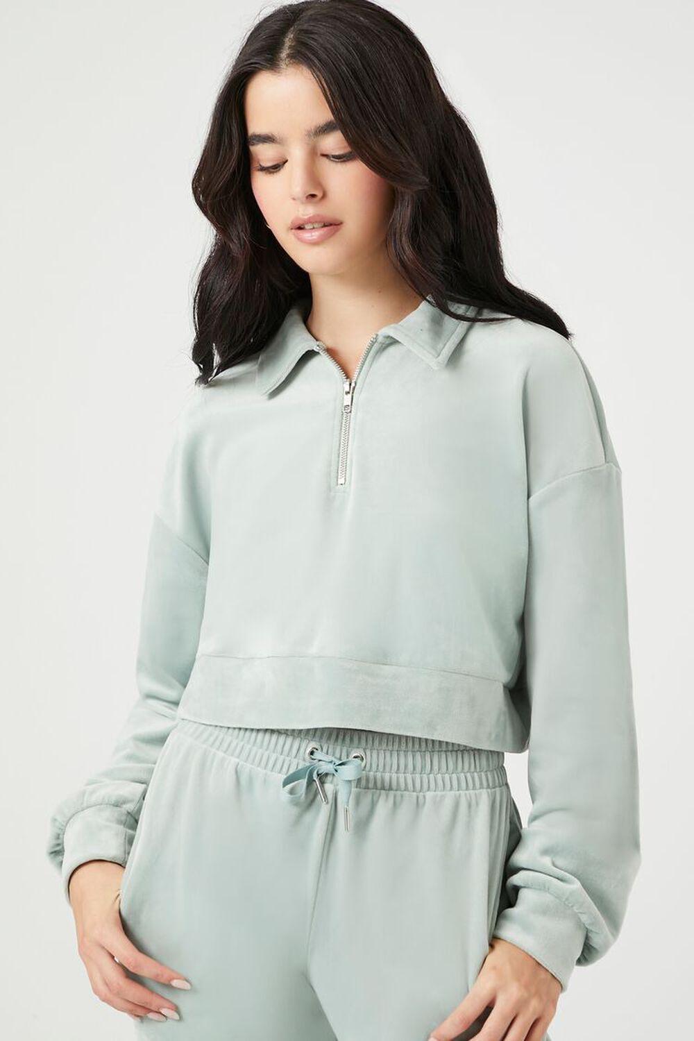 Velvet Half-Zip Pullover | Forever 21 Product Image