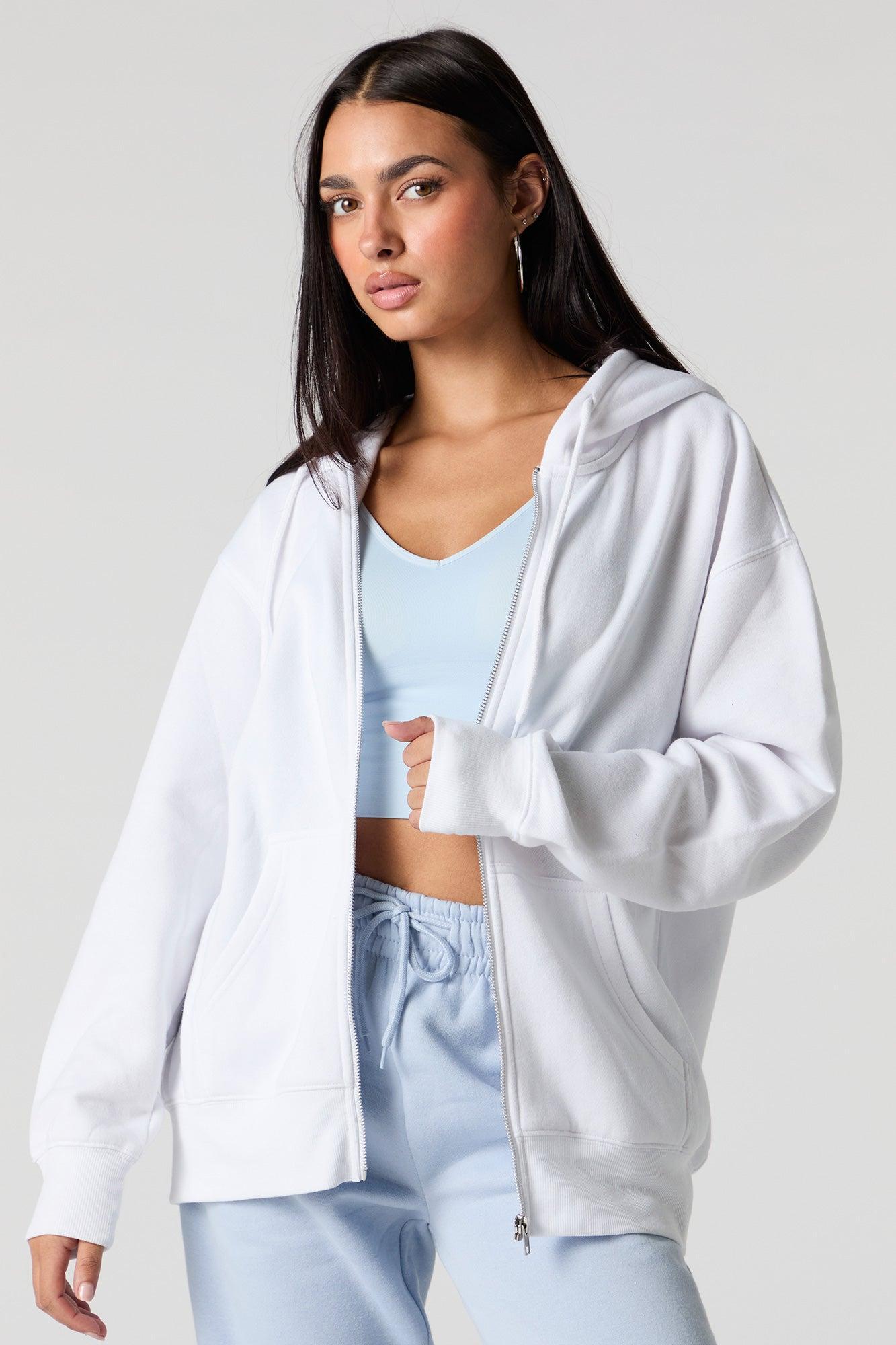 Oversized Zip-Up Fleece Hoodie Female Product Image